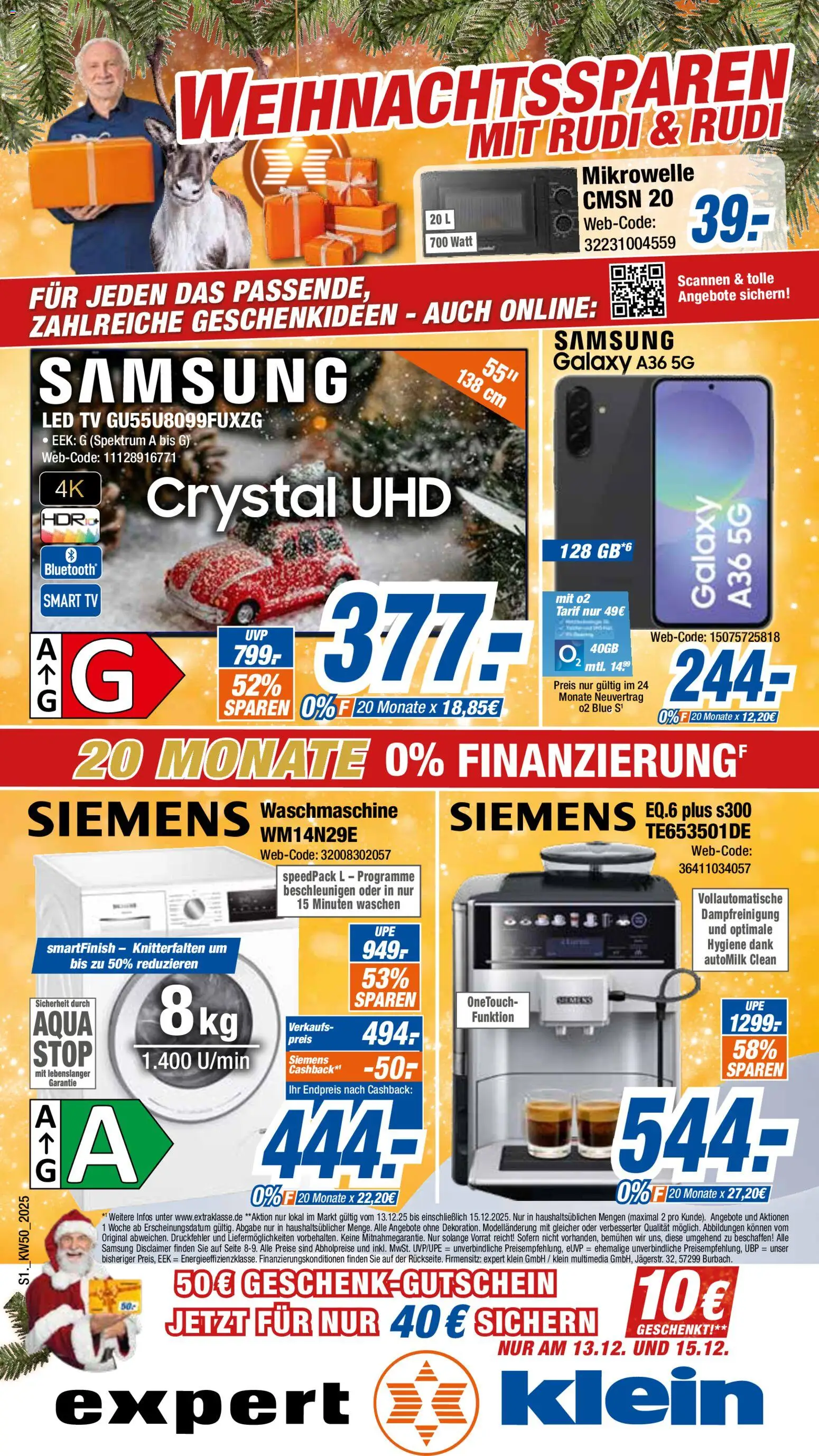 Expert Prospekt 	 – gültig ab 08.12.2025 | Seite: 1 | Produkte: Mikrowelle, Waschmaschine, Samsung, Smart TV