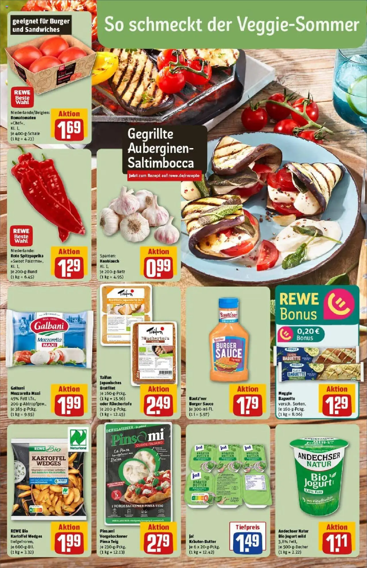 Rewe prospekt Bergneustadt	 - gültig ab dem 06.07.2025 | Seite: 4 | Produkte: Baguette, Kräuterbutter, Knoblauch, Pizza