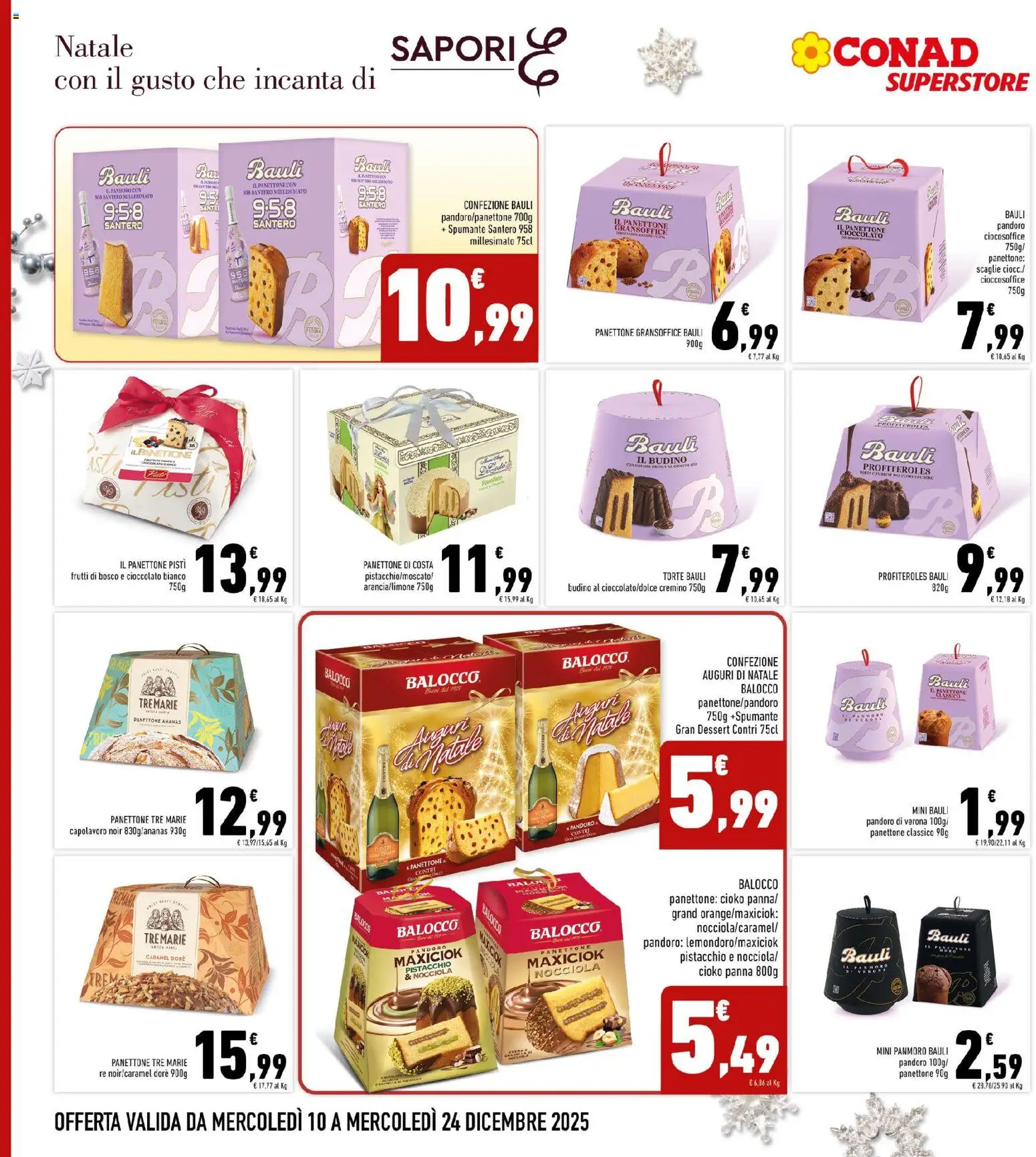 Volantino Conad del 10.12.2025 | Pagina: 2 | Prodotti: Cioccolato, Panna, Pandoro, Panettone