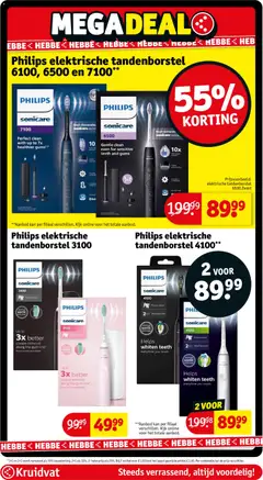 Philips elektrische tandenborstel 6100, 6500 en 7100**, Philips electric toothbrush models 6100, 6500 and 7100. - Voorbeeld van een folder van Kruidvat, geldig van 25.11.2025 | Pagina: 64 | Producten: Tandenborstel, Gum, Kan, Elektrische tandenborstel