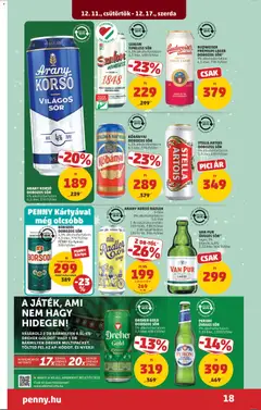 BORSODI DOBOZOS SÖR, BORSODI DOBOZOS SÖR 4,5% alkoholtartalom 0,5 liter, 778 Ft/liter, PENNY Kártyával: 598 Ft/liter - amely érvényes a következő dátumtól: 11.12.2025 | Oldal: 22