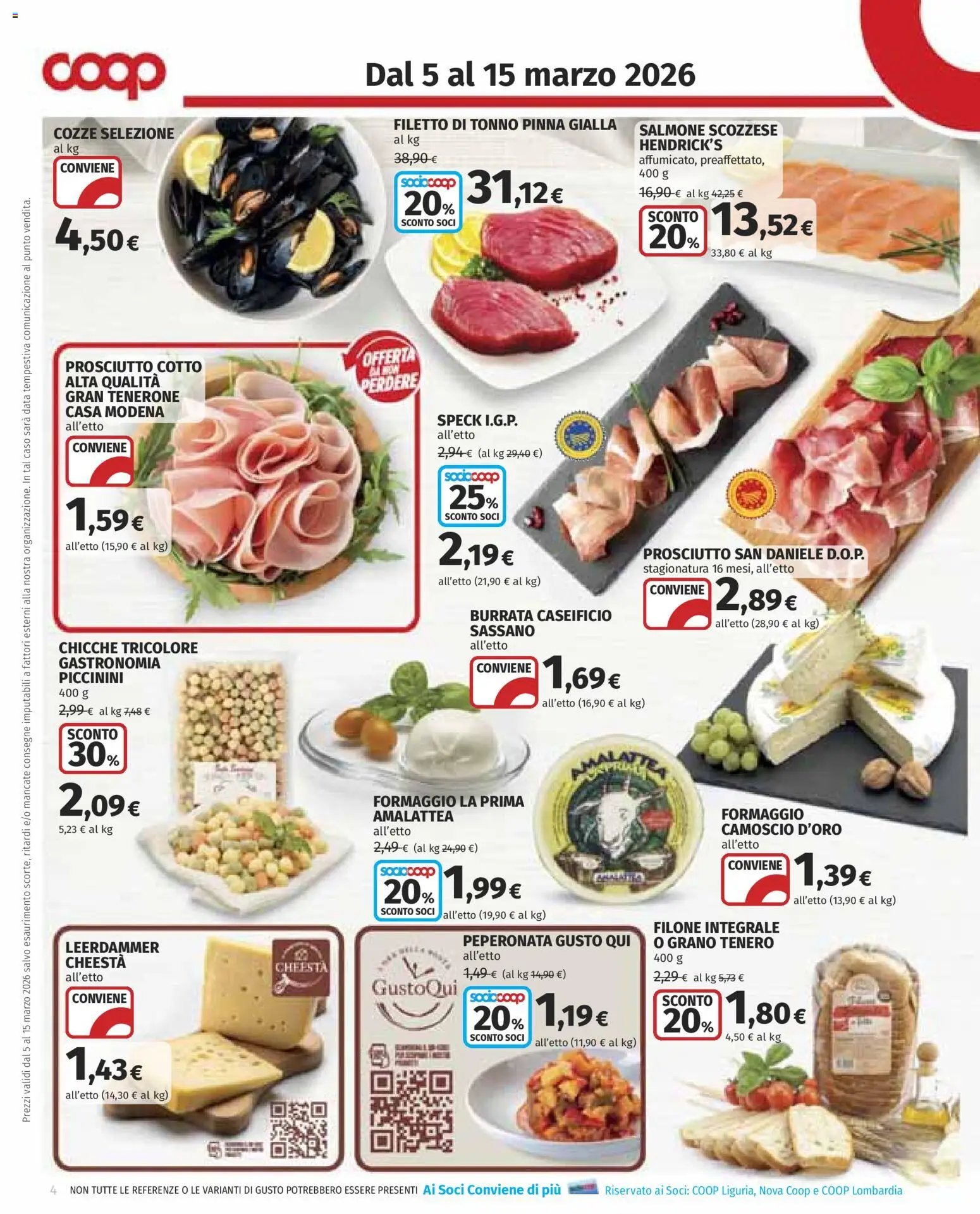Volantino COOP del 05.03.2026 | Pagina: 4 | Prodotti: Speck, Prosciutto Cotto, Formaggio, Prosciutto