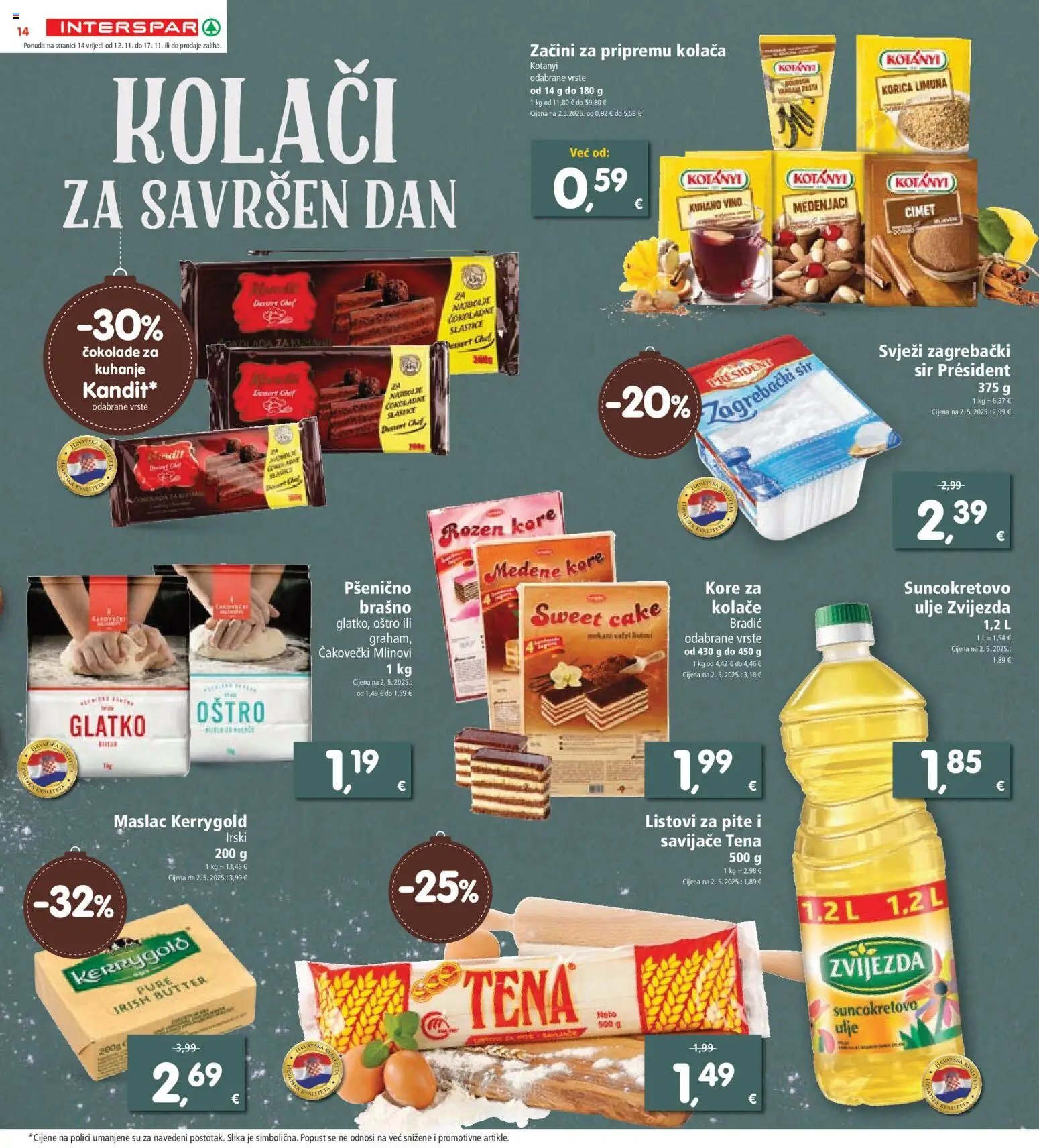 Interspar katalog | vrijedi od 12.11.2025 | Stranica: 16 | Proizvodi: Maslac, Sir, Brašno, Začini