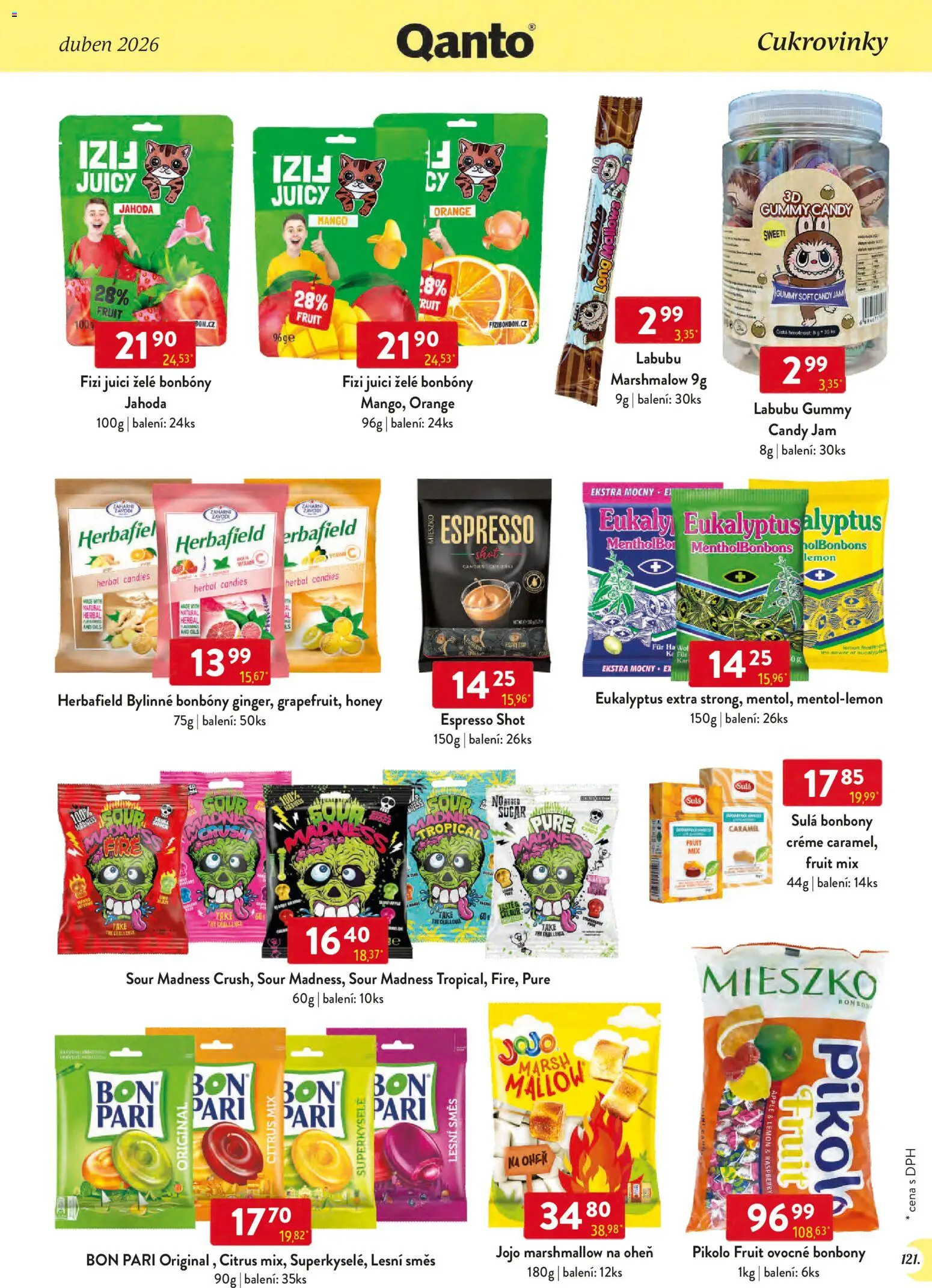 Astur & Qanto leták - Velkoobchod 04/2026 od 01.04.2026 | Strana: 121 | Produkty: Marshmallow, Jojo Marshmallow na oheň, Eukalyptus, Apple