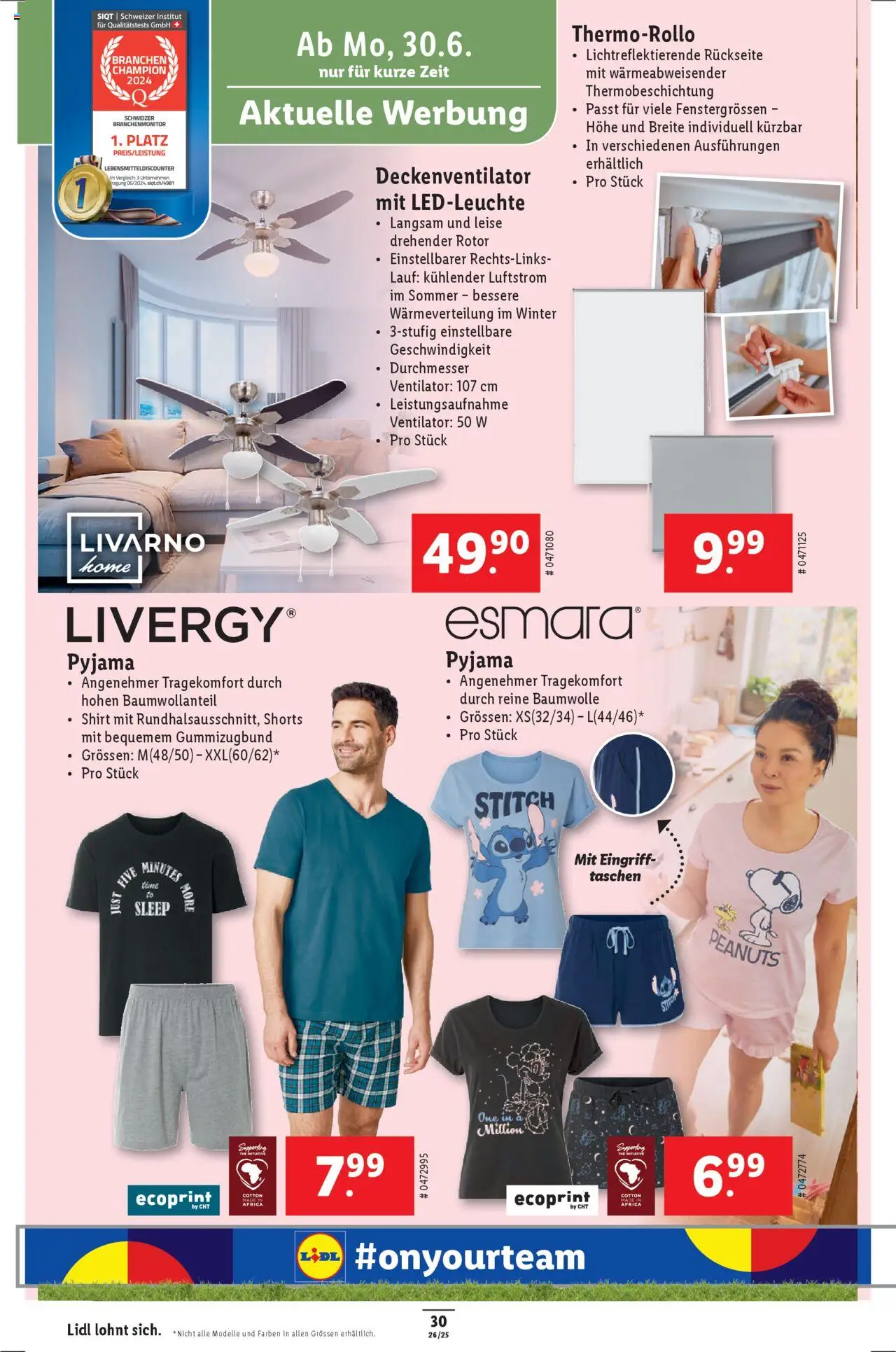 Lidl Aktionen ab 26.06.2025 | Seite: 36 | Produkte: Pyjama, Shirt, Ventilator