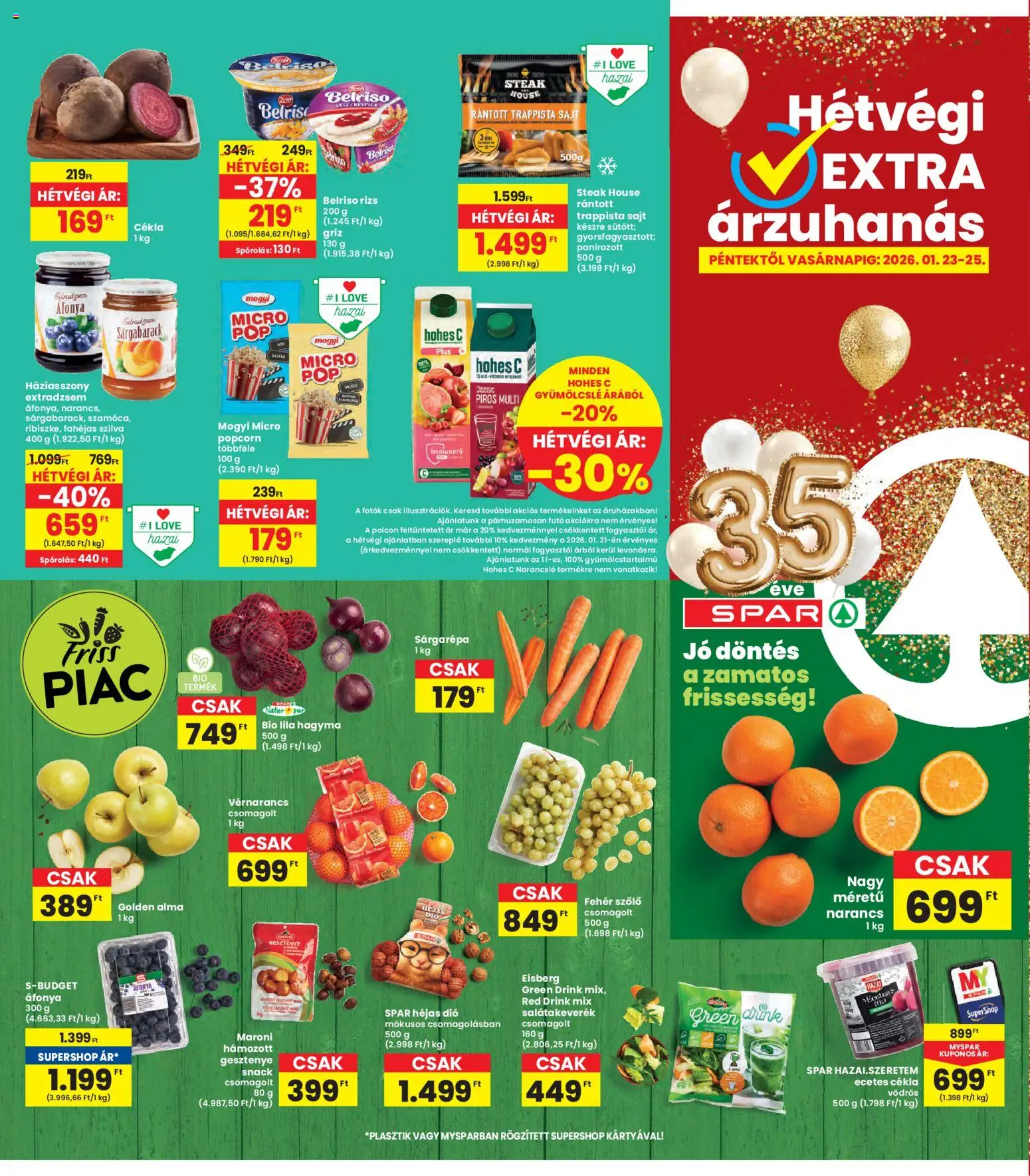 Interspar akciós ujság - amely érvényes a következő dátumtól: 22.01.2026 | Oldal: 20 | Termékek: Cékla, Gyümölcslé, Hohes c, Rizs