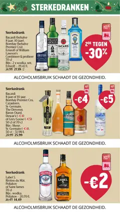 Bacardi (behalve 8 jaar, 10 jaar), Sterkedrank. Bacardi (behalve 8 jaar, 10 jaar), Bombay (behalve Premier Cru), Eristoff of William Lawson's. Combineer & profiteer 70 cl - Voorbeeld van een folder van Delhaize, geldig van 26.12.2025 | Pagina: 36