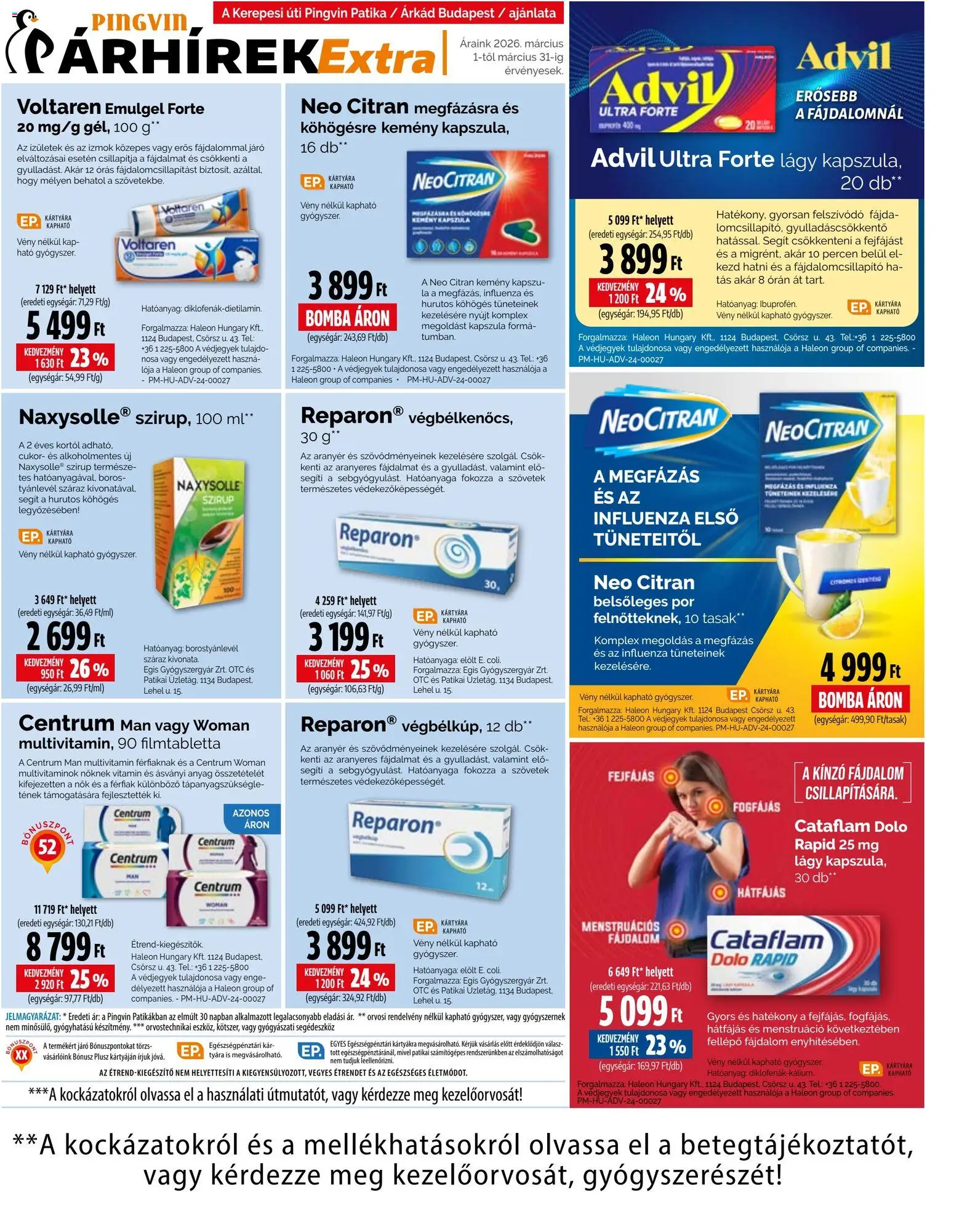 Pingvin Patika akciós ujság - amely érvényes a következő dátumtól: 01.03.2026 | Oldal: 9 | Termékek: Fellépő, Multivitamin, Cukor