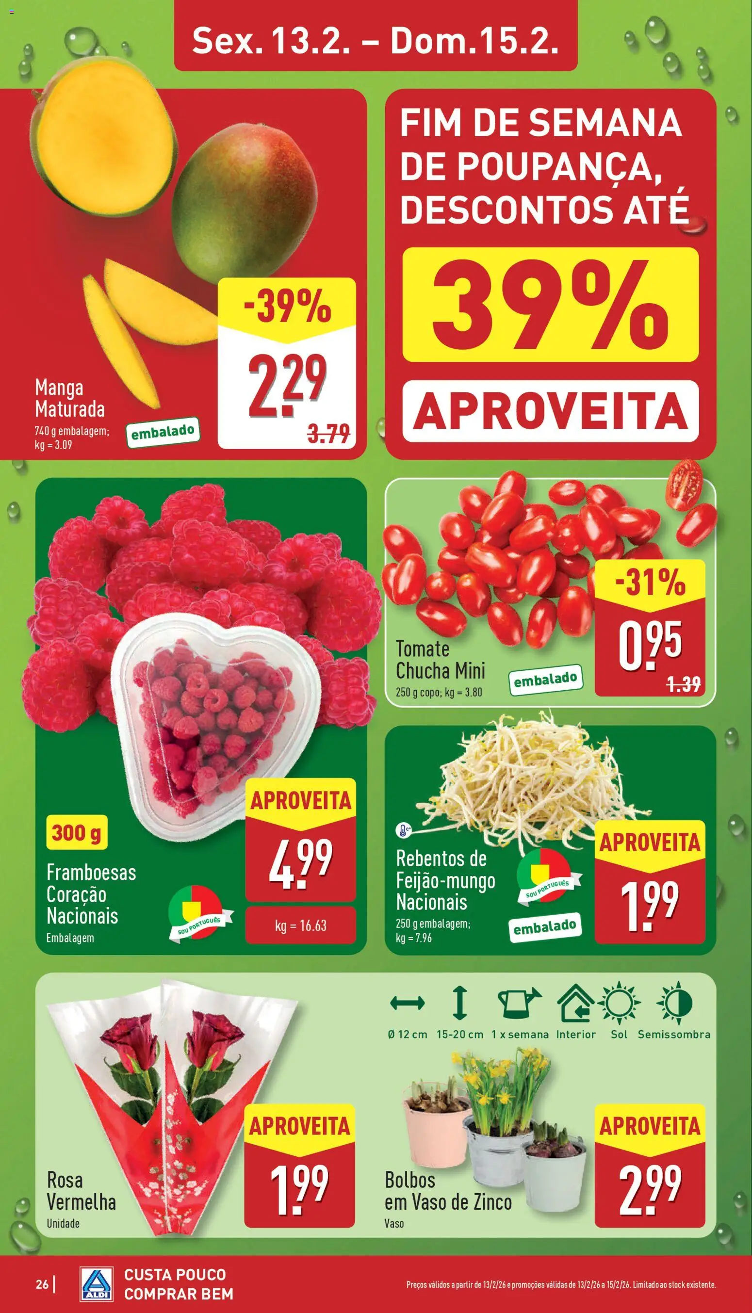 Aldi folheto │ válido de 09.02.2026 | Página: 26 | Produtos: Framboesas, Vaso, Tomate