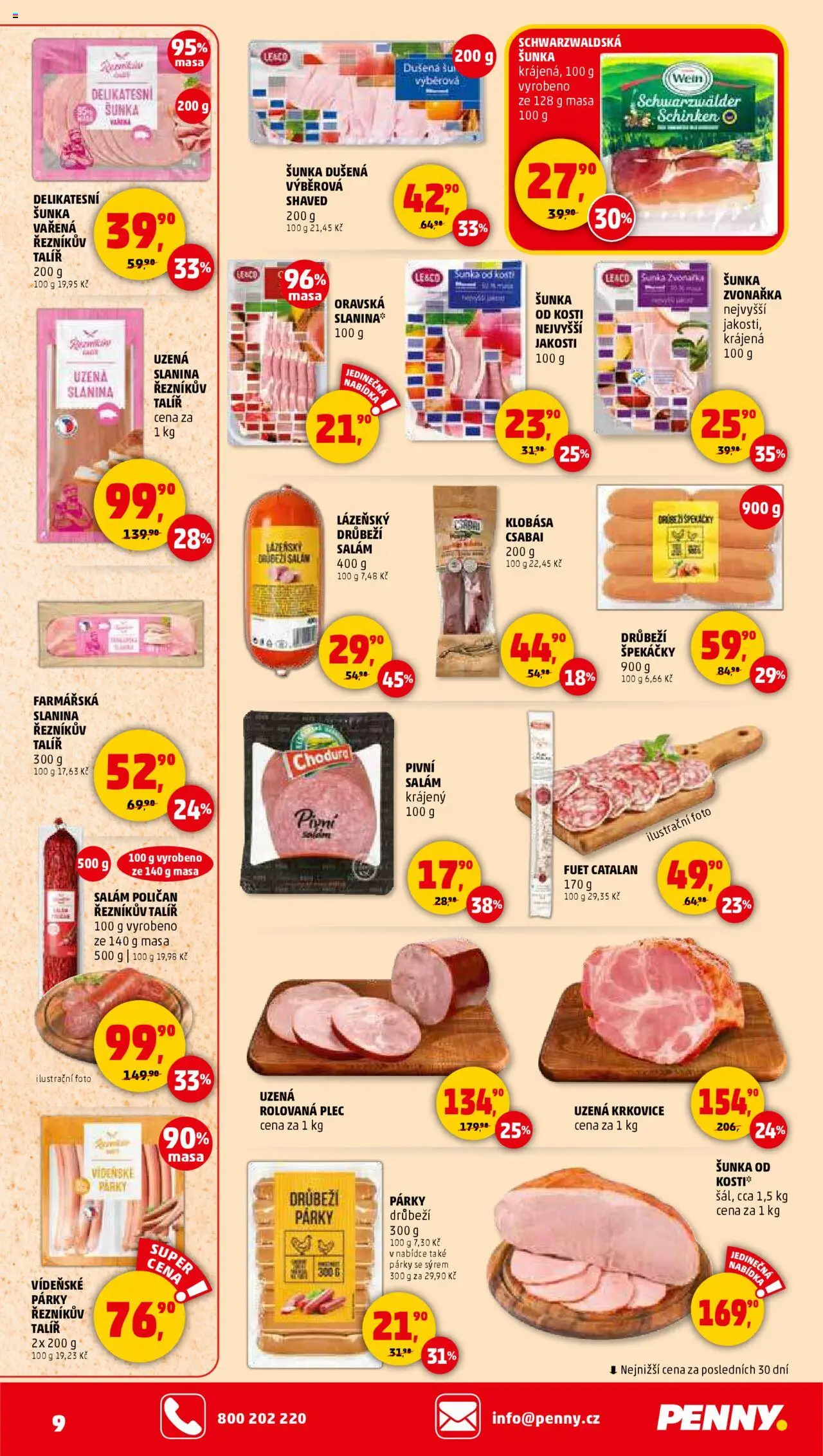 Penny Market leták - Čtvrtečník od 21.08.2025 | Strana: 9 | Produkty: Šunka od kosti, Párky, Klobása, Slanina