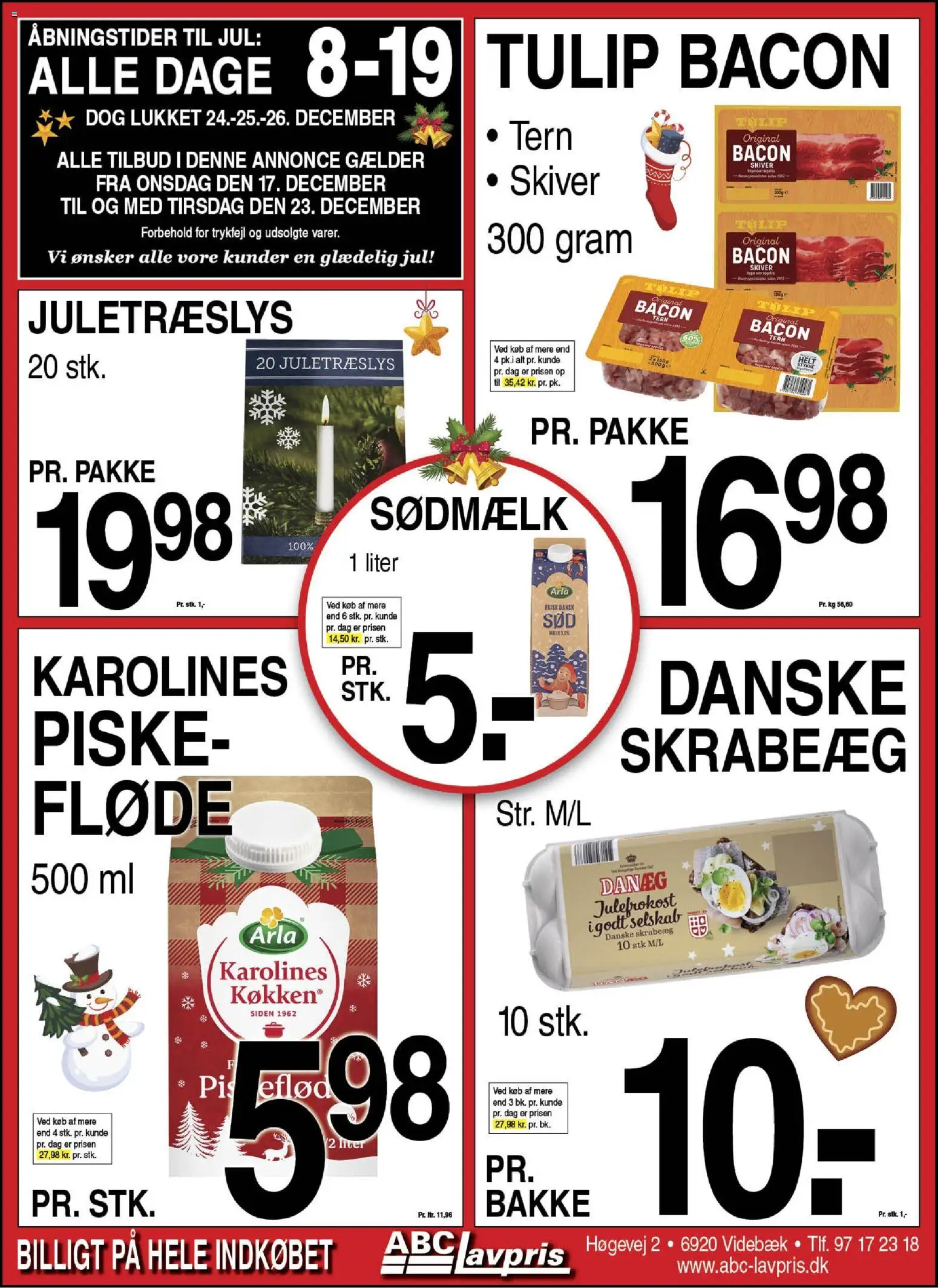 Abc Lavpris tilbudsavis – gyldig fra 17.12.2025 | Side: 1 | Produkter: Fløde, Bacon