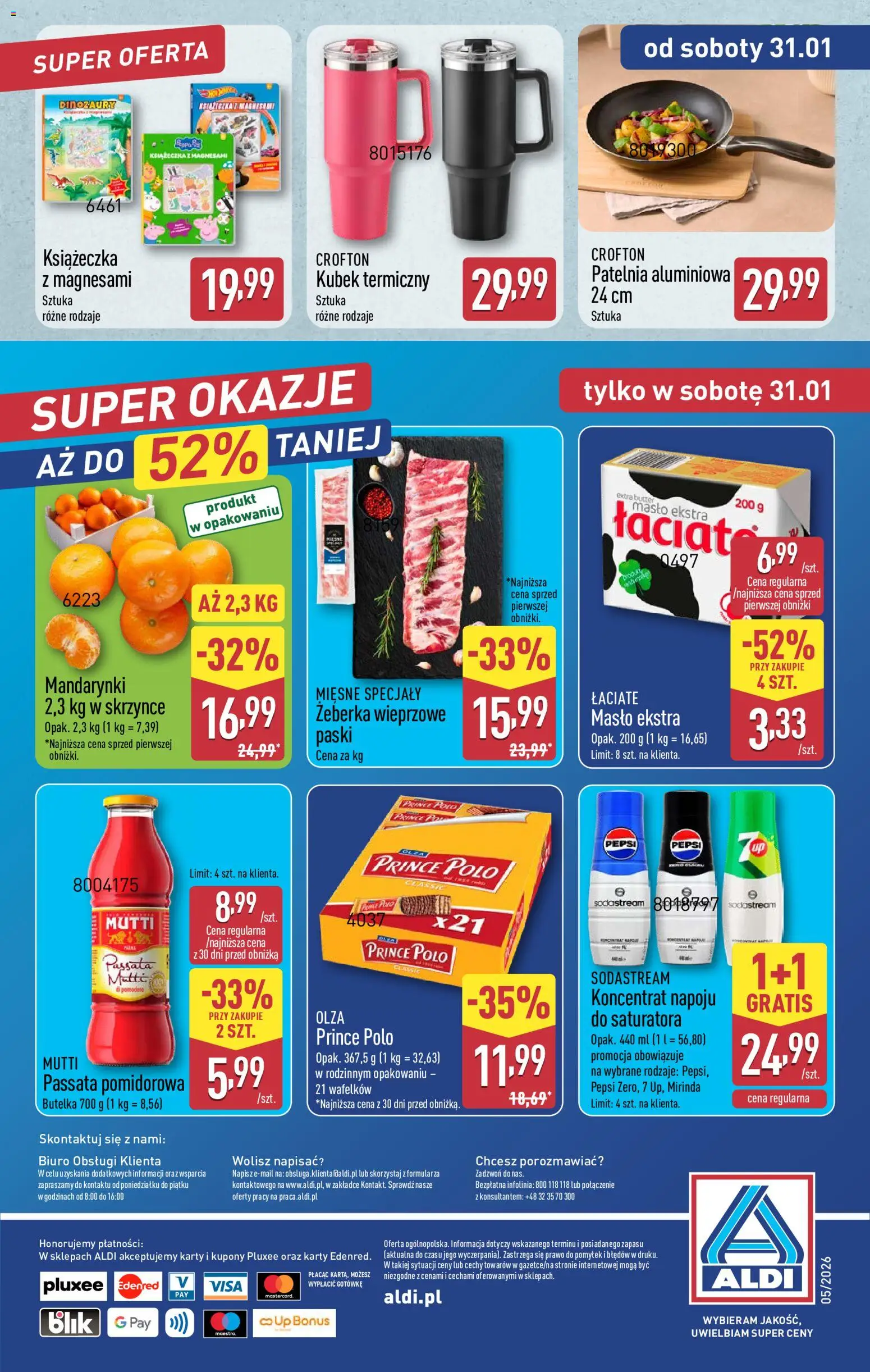Aldi Gazetka - Okazje na weekend od 29.01.2026 | Strona: 12 | Produkty: Pepsi, Masło, Mandarynki, Patelnia