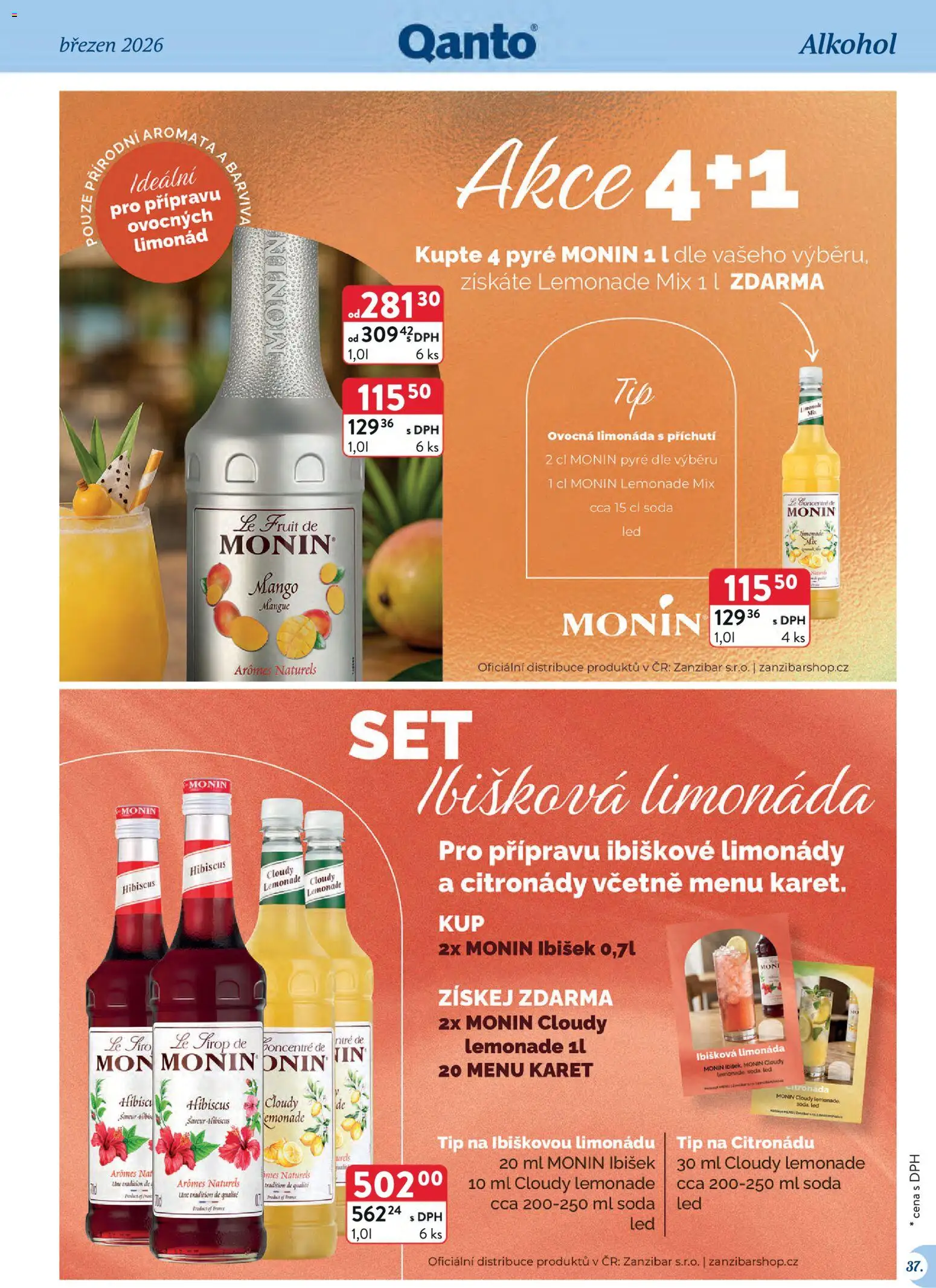 Astur & Qanto leták - Velkoobchod 03/2026 od 01.03.2026 | Strana: 37 | Produkty: Mango, Limonáda, Monin