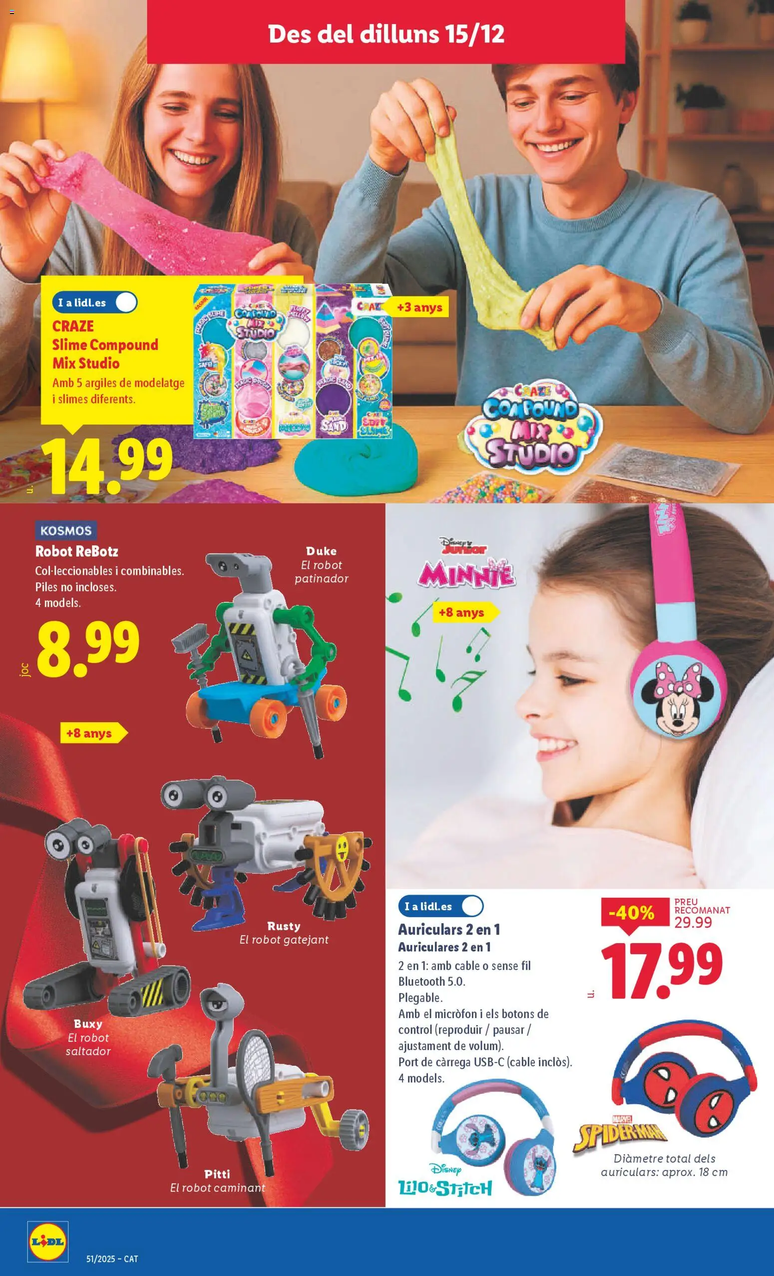 Lidl folleto de bazar │ válido desde el 15.12.2025 | Página: 22 | Productos: Auriculares, Cable, Robot
