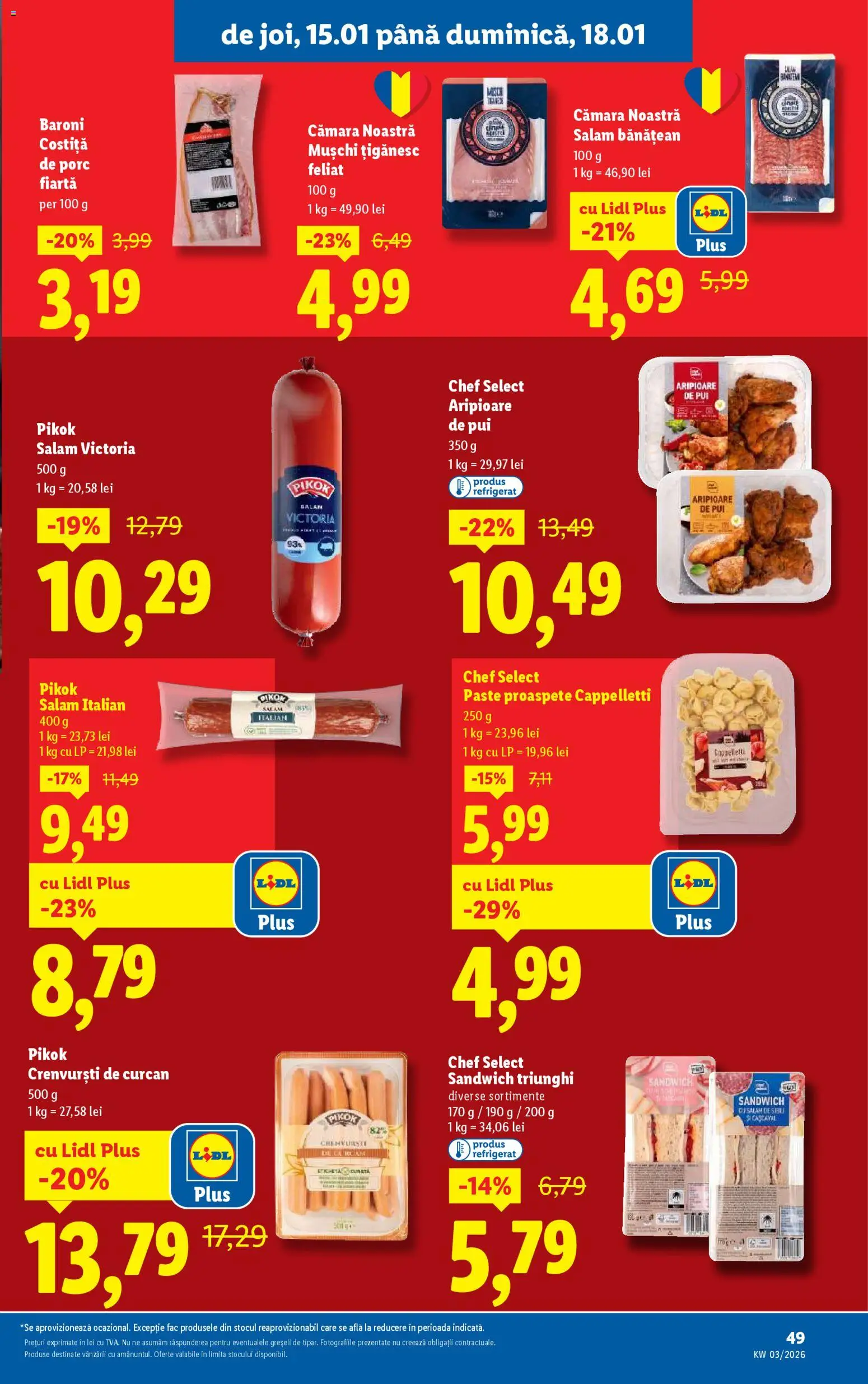 Noul catalog Lidl – valabil de la 12.01.2026 | Pagină: 49 | Produse: Hacıyatmaz Kedi Oyuncağı, Crenvurști, Salam, Paste