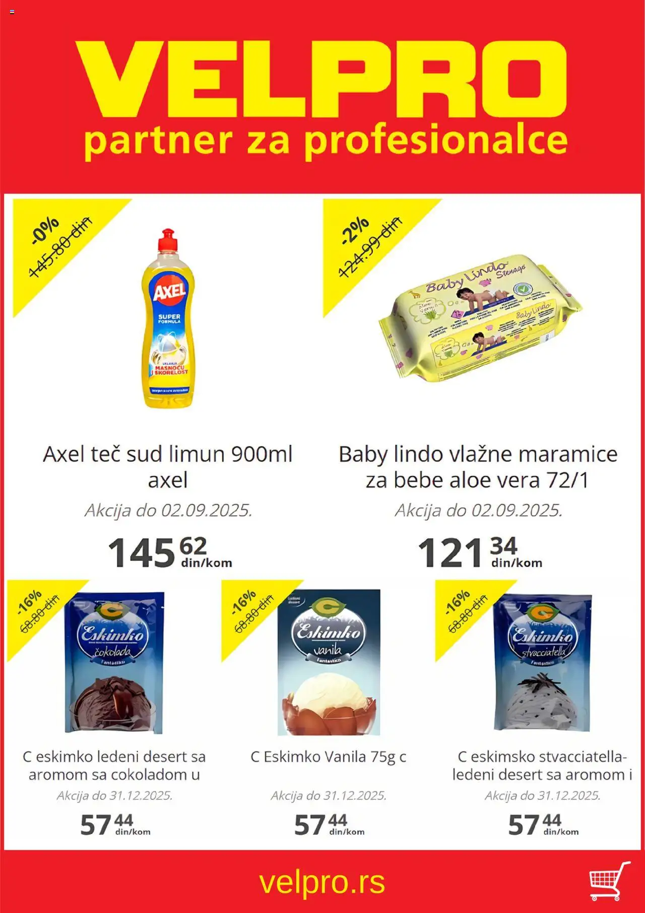 Velpro katalog - važi od 14.08.2025 | Strana: 1 | Proizvode: Limun, Vlažne maramice