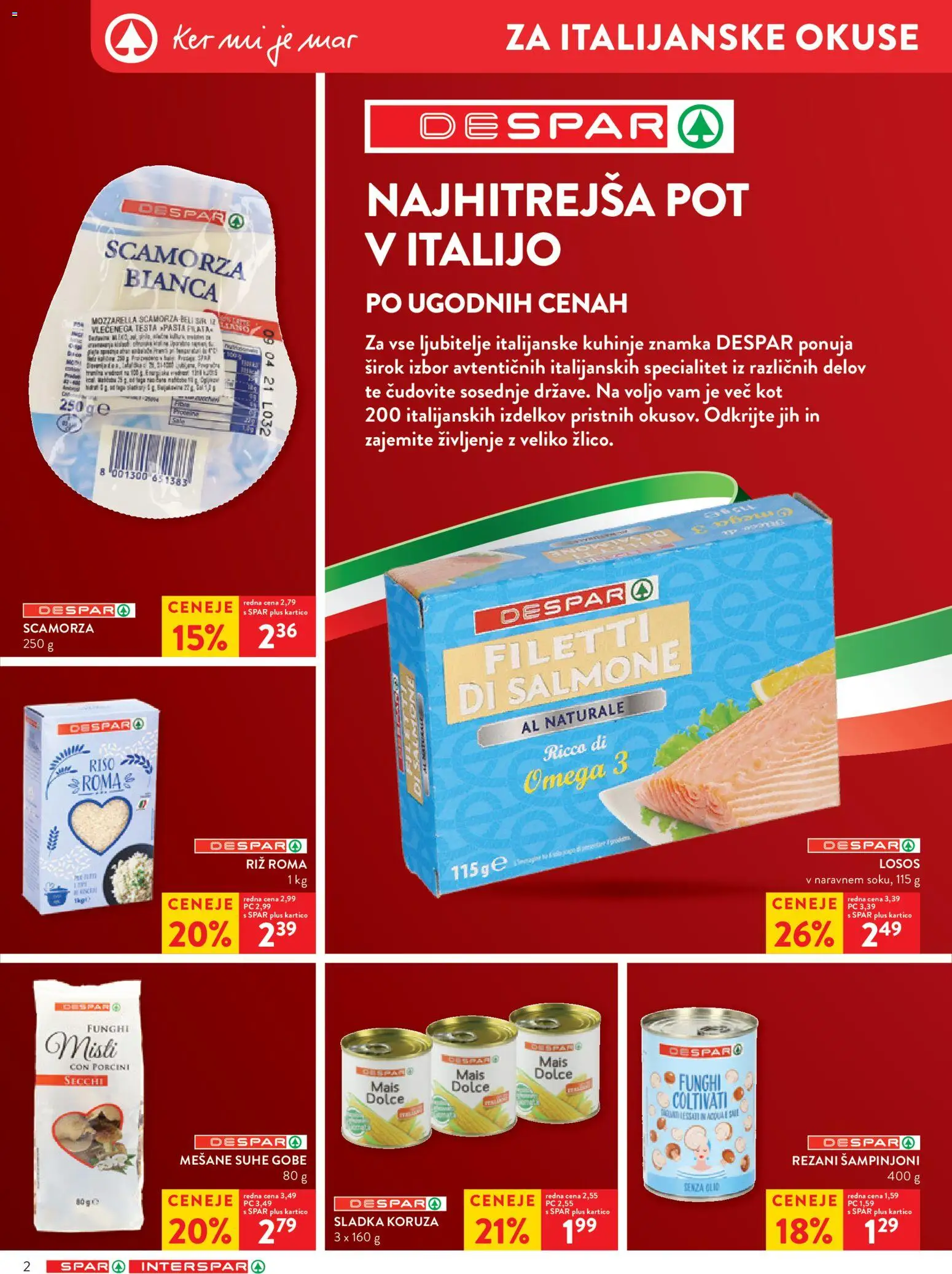 Novi Spar katalog ponudbe – veljaven od 18.02.2026 | Stran: 2 | Izdelki: Koruza, Losos, Riz