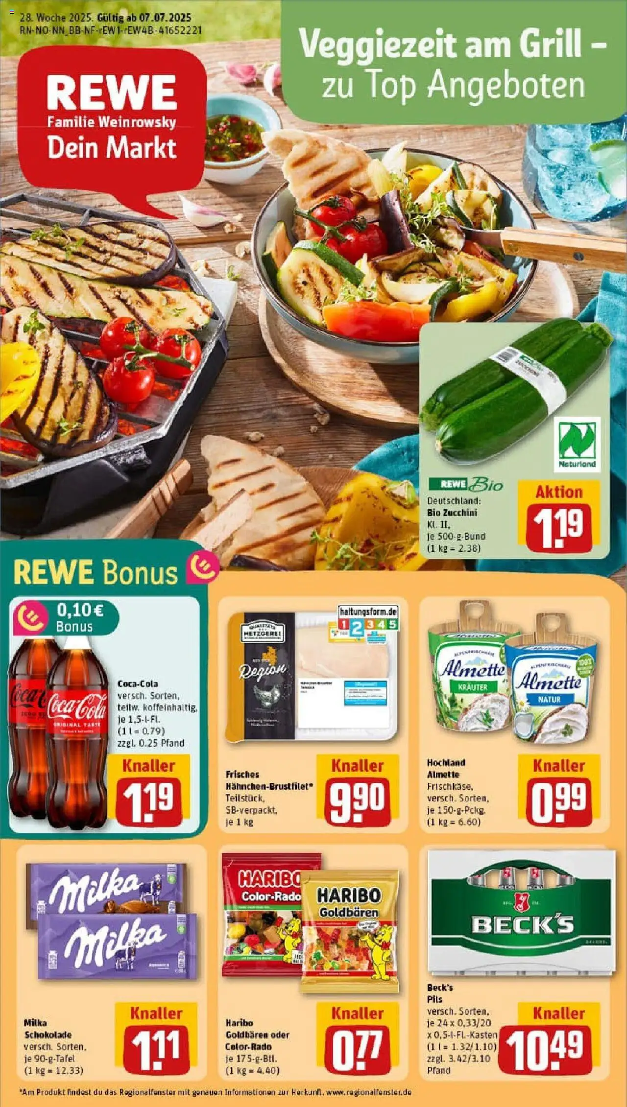 Rewe prospekt Drochtersen	 - gültig ab dem 06.07.2025 | Seite: 1 | Produkte: Grill, Almette, Milka schokolade, Pils