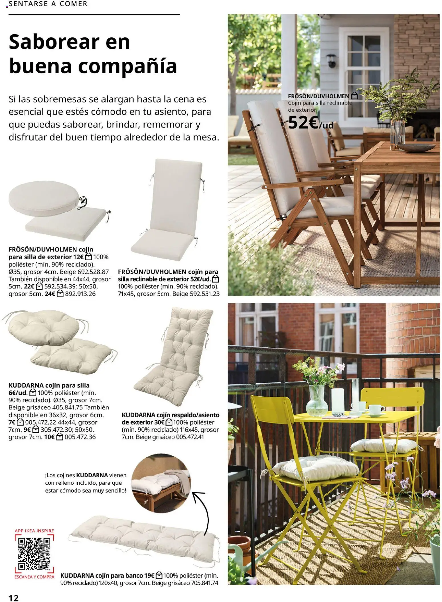 Catálogo IKEA Muebles de exterior │ válido desde el 10.12.2025 | Página: 12 | Productos: Cojín, Silla