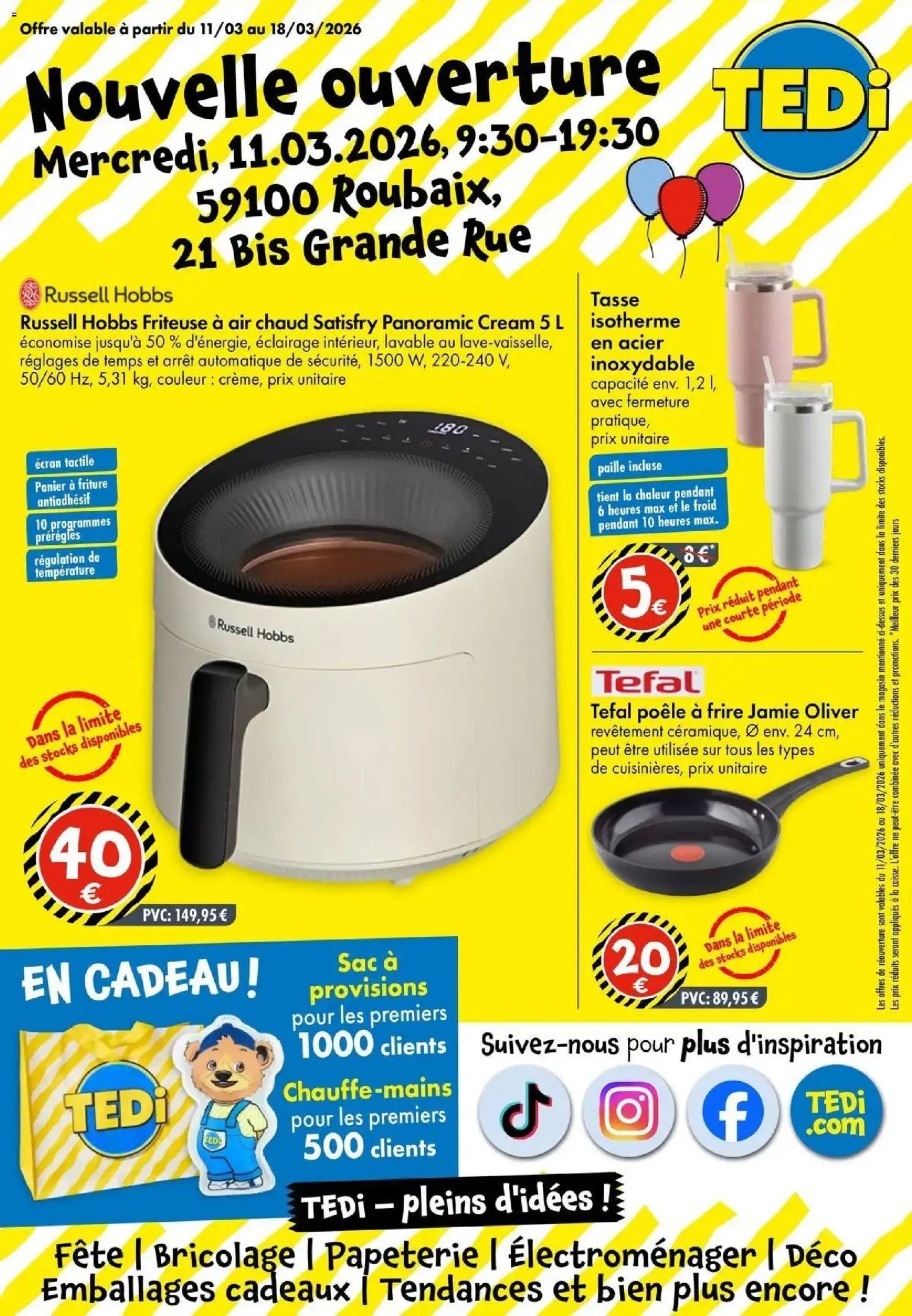{H1} | Page: 1 | Produits: Sac, Poêle, Friteuse, Panier
