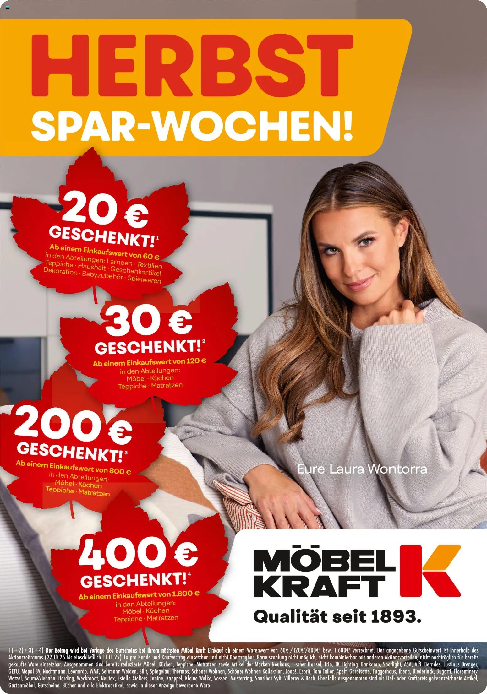 Möbel Kraft Herbst Spar Wochen – gültig ab 22.10.2025 | Seite: 1 | Produkte: Kuchen