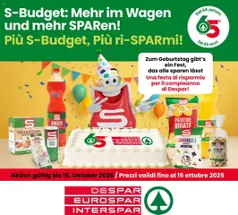 Anteprima del volantino Despar S-Budget - Bolzano catalogo valido a partire dal 09.10.2025