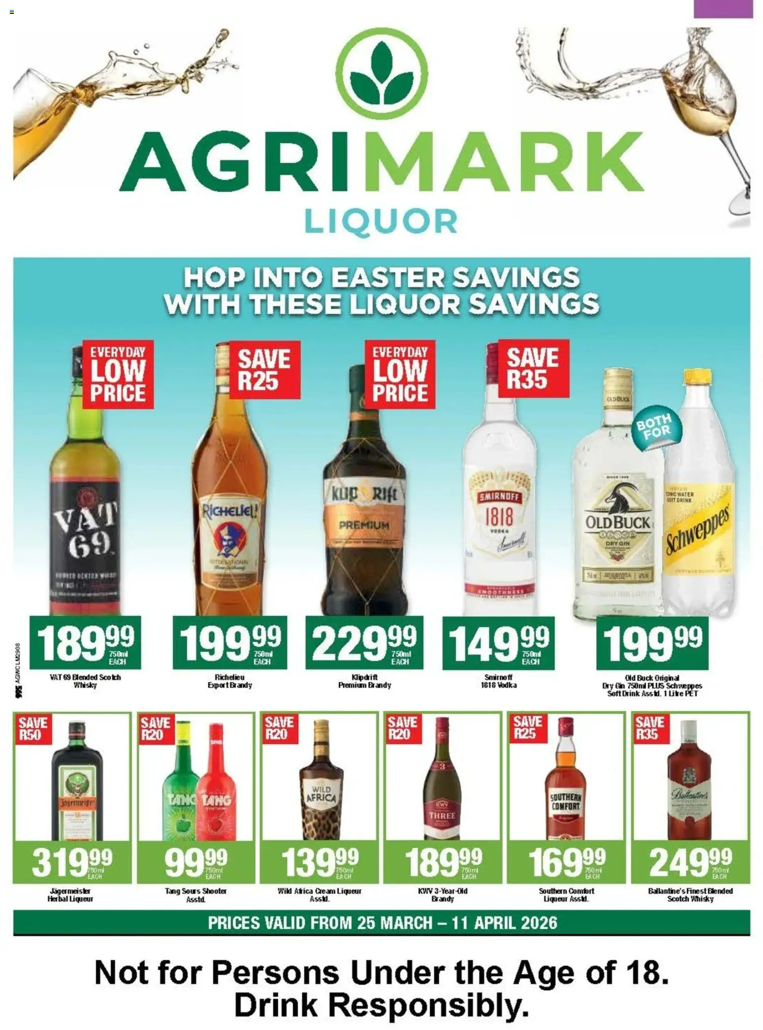 New Agrimark catalogue – valid from 25.03.2026 | Page: 1 | Products: Brandy, Gin, Vodka, Water