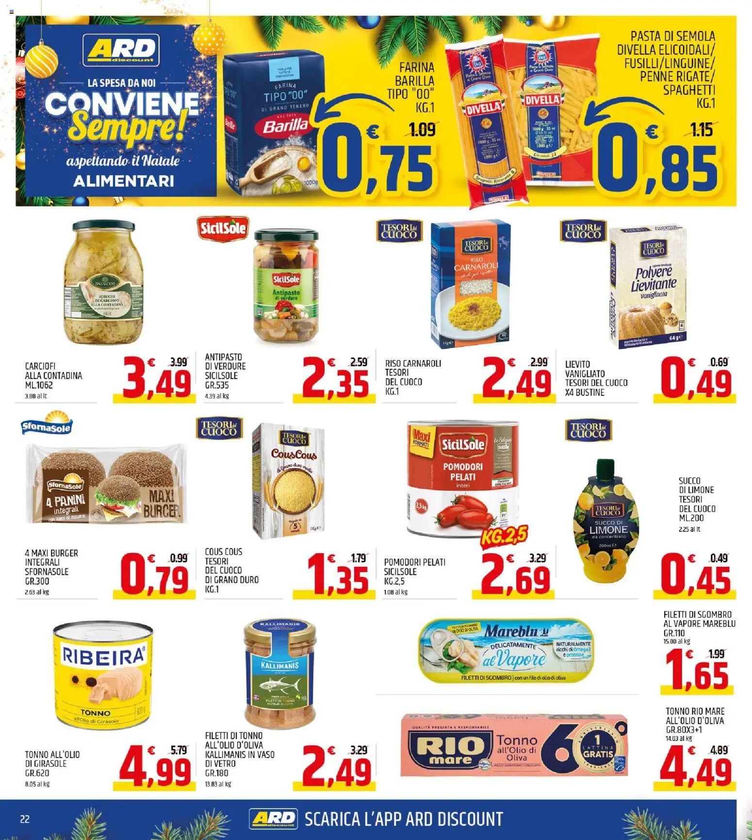 Volantino ARD Discount del 11.12.2025 | Pagina: 22 | Prodotti: Succo, Verdure, Farina, Penne