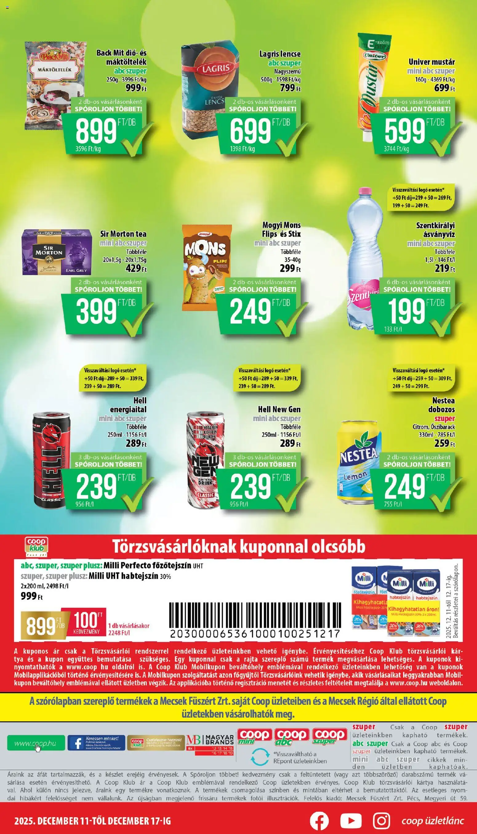 COOP akciós ujság - amely érvényes a következő dátumtól: 11.12.2025 | Oldal: 8 | Termékek: Őszibarack, Lencse, Tea, Mustár