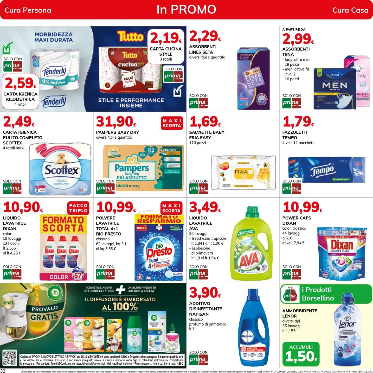Volantino Basko del 27.11.2025 | Pagina: 32 | Prodotti: Carta igienica, Ammorbidente, Lavatrice, Pampers