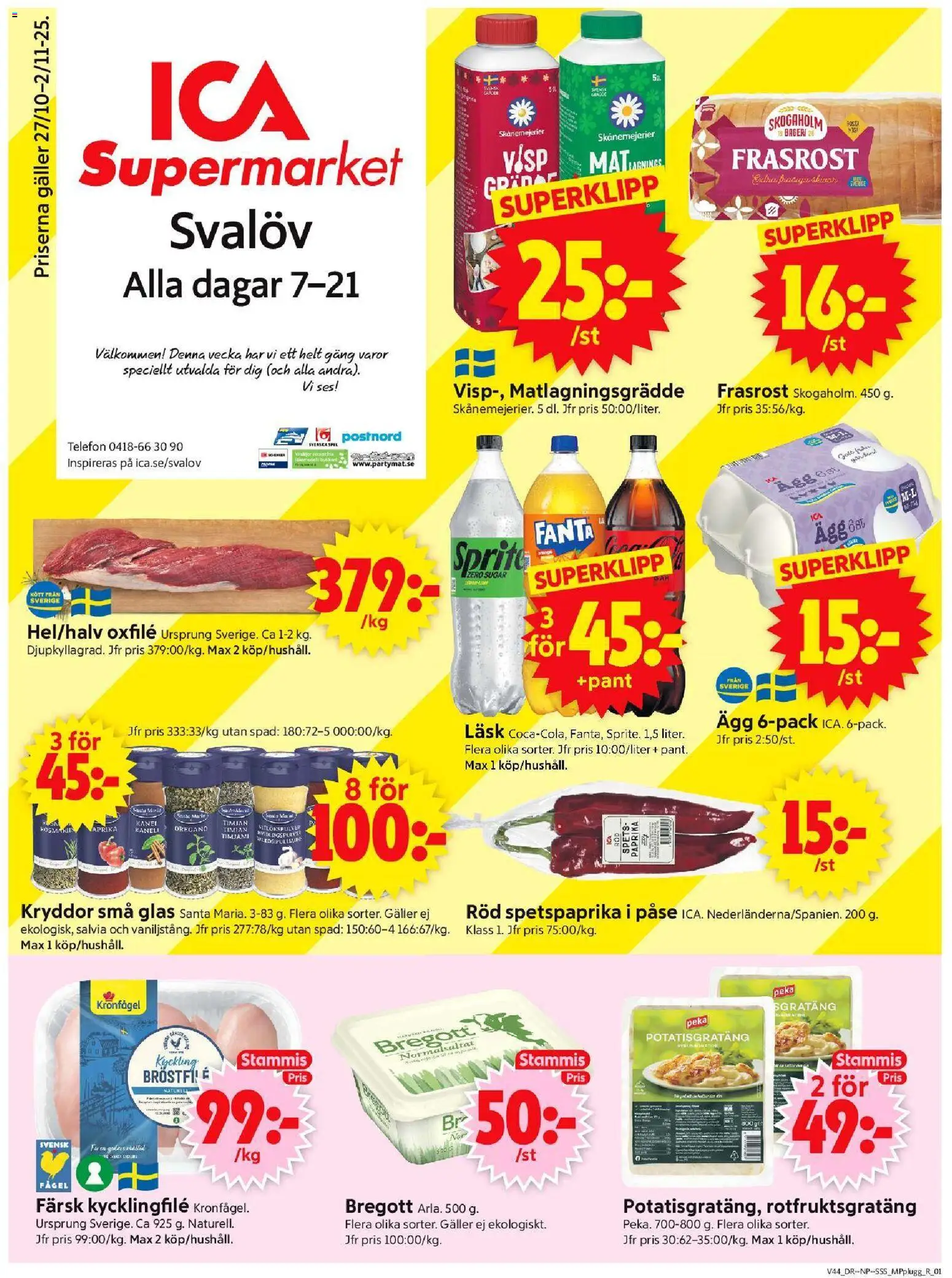 ICA Supermarket reklamblad aktuell från 27.10.2025 | Sida: 1