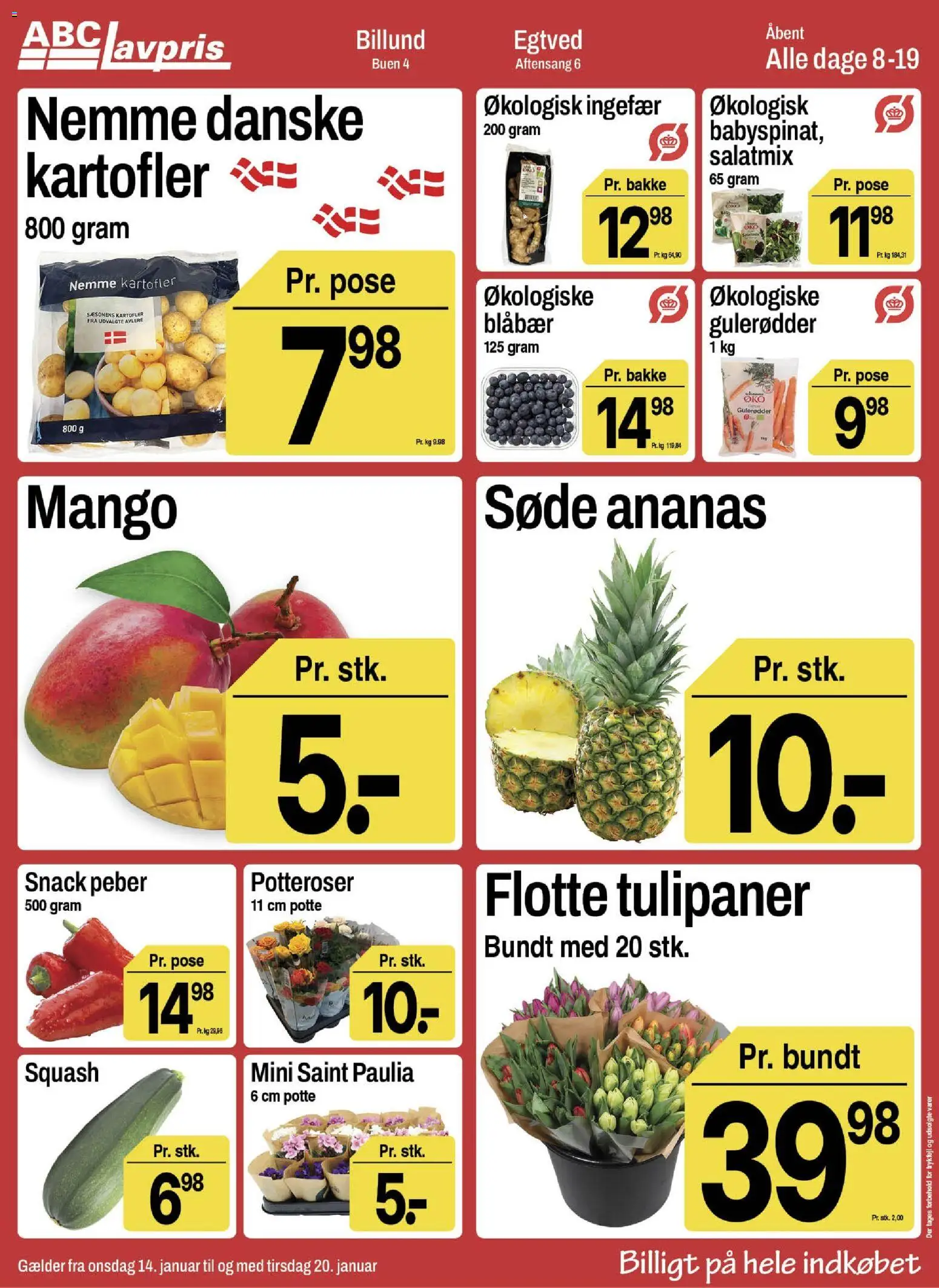Abc Lavpris tilbudsavis – gyldig fra 14.01.2026 | Side: 3 | Produkter: Mango, Gulerødder, Squash, Peber