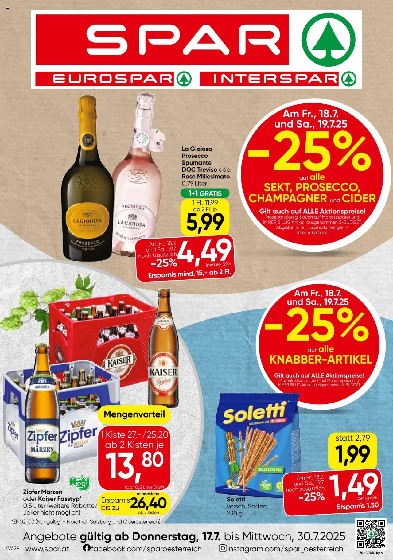 Spar Flugblatt - Tirol gültig ab 17.07.2025 | Seite: 1