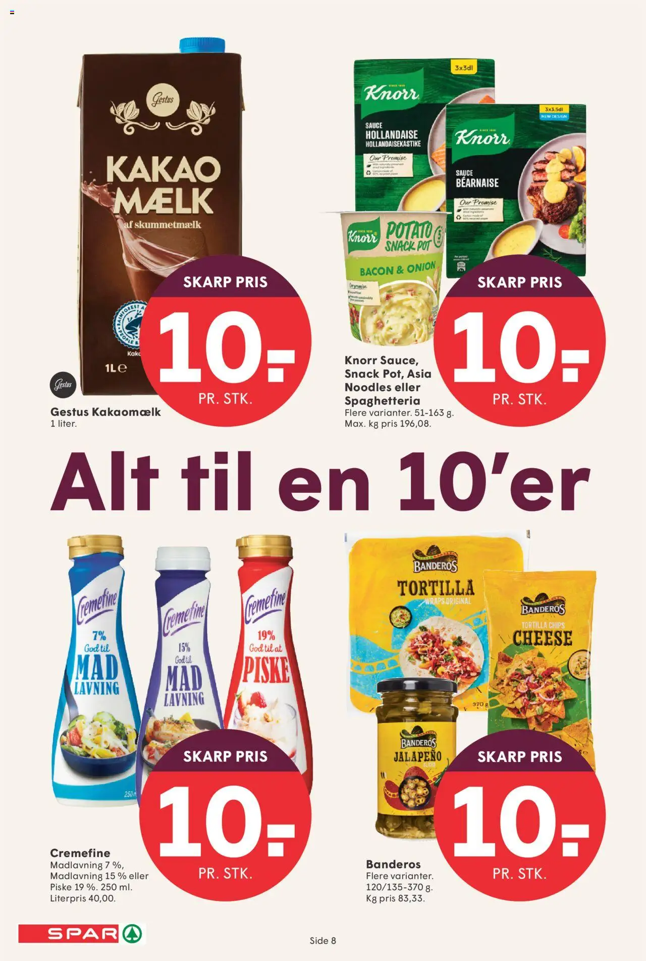 Spar tilbudsavis – gyldig fra 19.09.2025 | Side: 8 | Produkter: Mælk, Kakaomælk, Kakao, Bacon