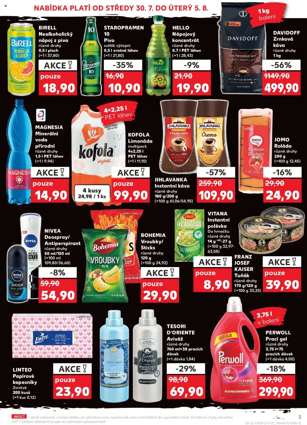Kaufland leták - Liberec od 30.07.2025 | Strana: 3 | Produkty: Káva, Papírové kapesníky, Plech, Zrnková káva