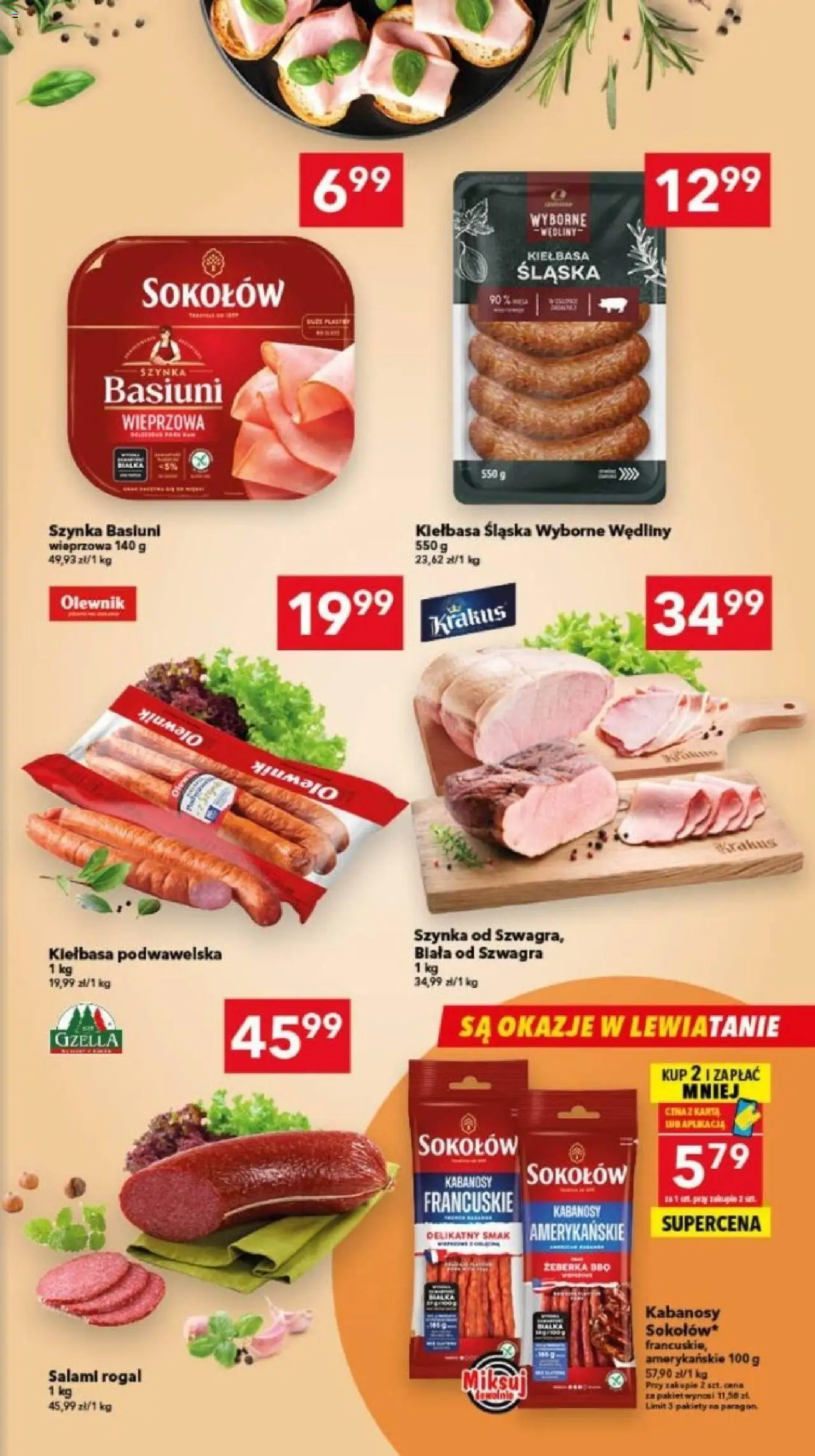Lewiatan gazetka - Bydgoszcz od 23.10.2025 | Strona: 3 | Produkty: Kabanosy, Kiełbasa podwawelska, Salami, Wędliny