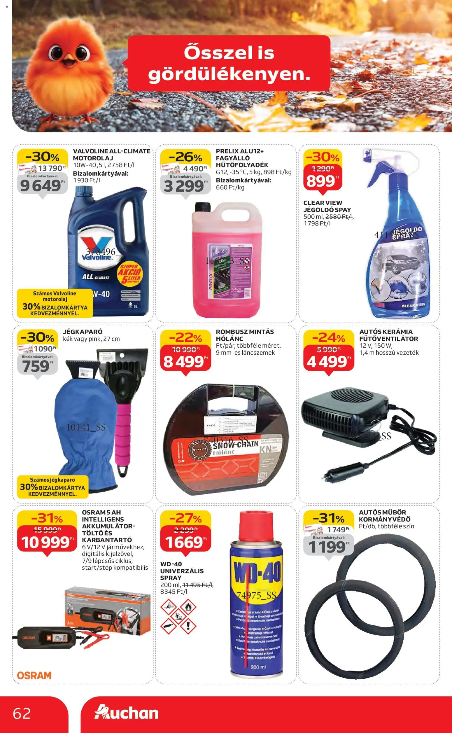 Auchan akciós ujság - amely érvényes a következő dátumtól: 13.11.2025 | Oldal: 62 | Termékek: Akkumulátor, Motorolaj