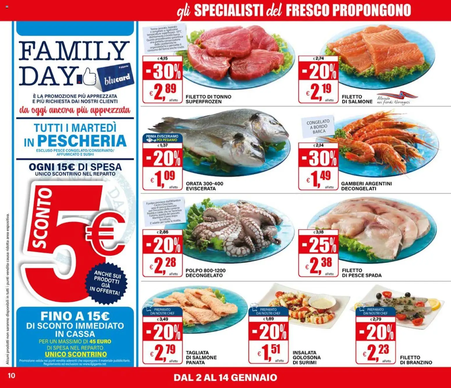 Volantino Il Gigante del 02.01.2026 | Pagina: 10 | Prodotti: Pesce, Orata, Pesce spada, Sushi
