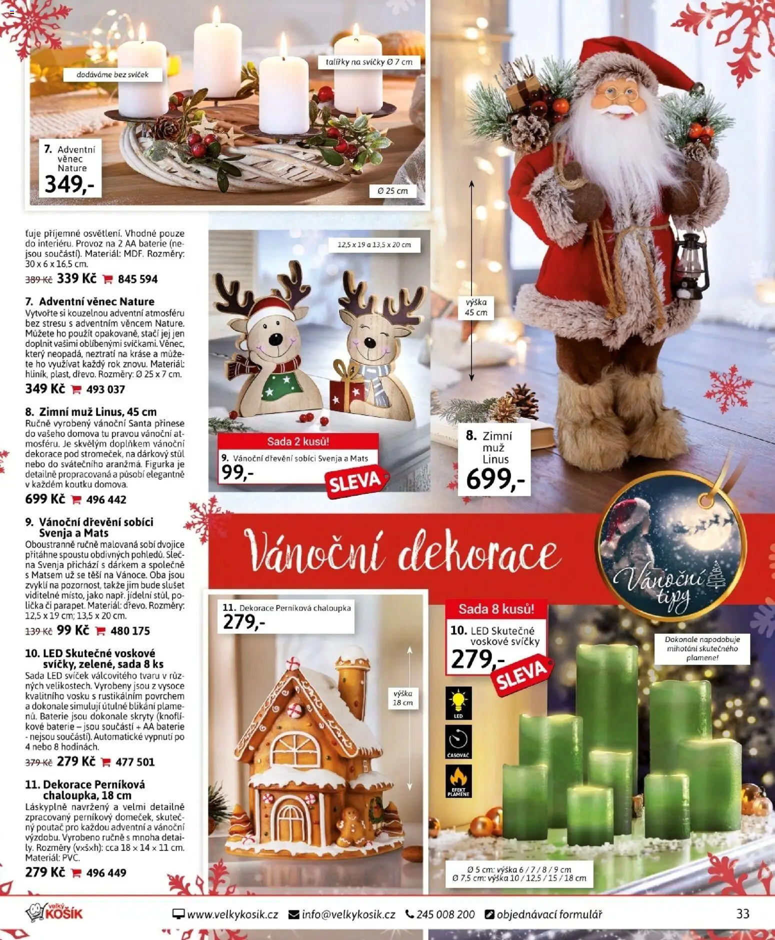 Velký Košík katalog prosinec 2025 od 01.12.2025 | Strana: 33 | Produkty: Svíčky, Baterie, LED, Dekorace