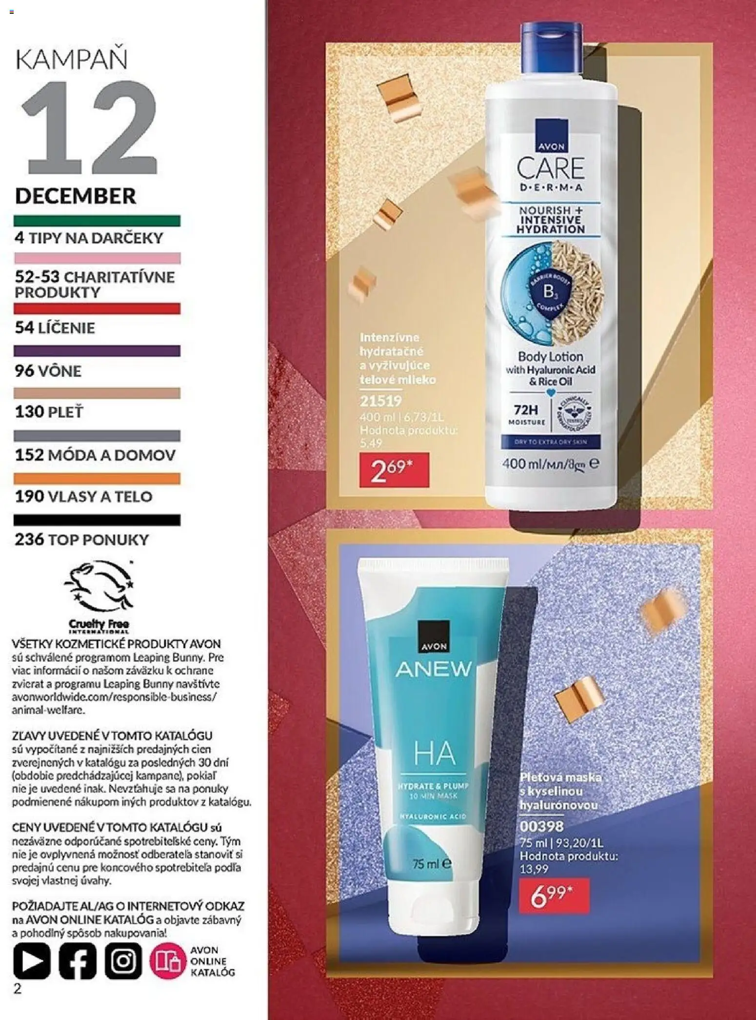 Nové Avon akcie – leták je platný od 01.12.2025 | Strana: 2 | Produkty: Mlieko, Maska, Telové mlieko