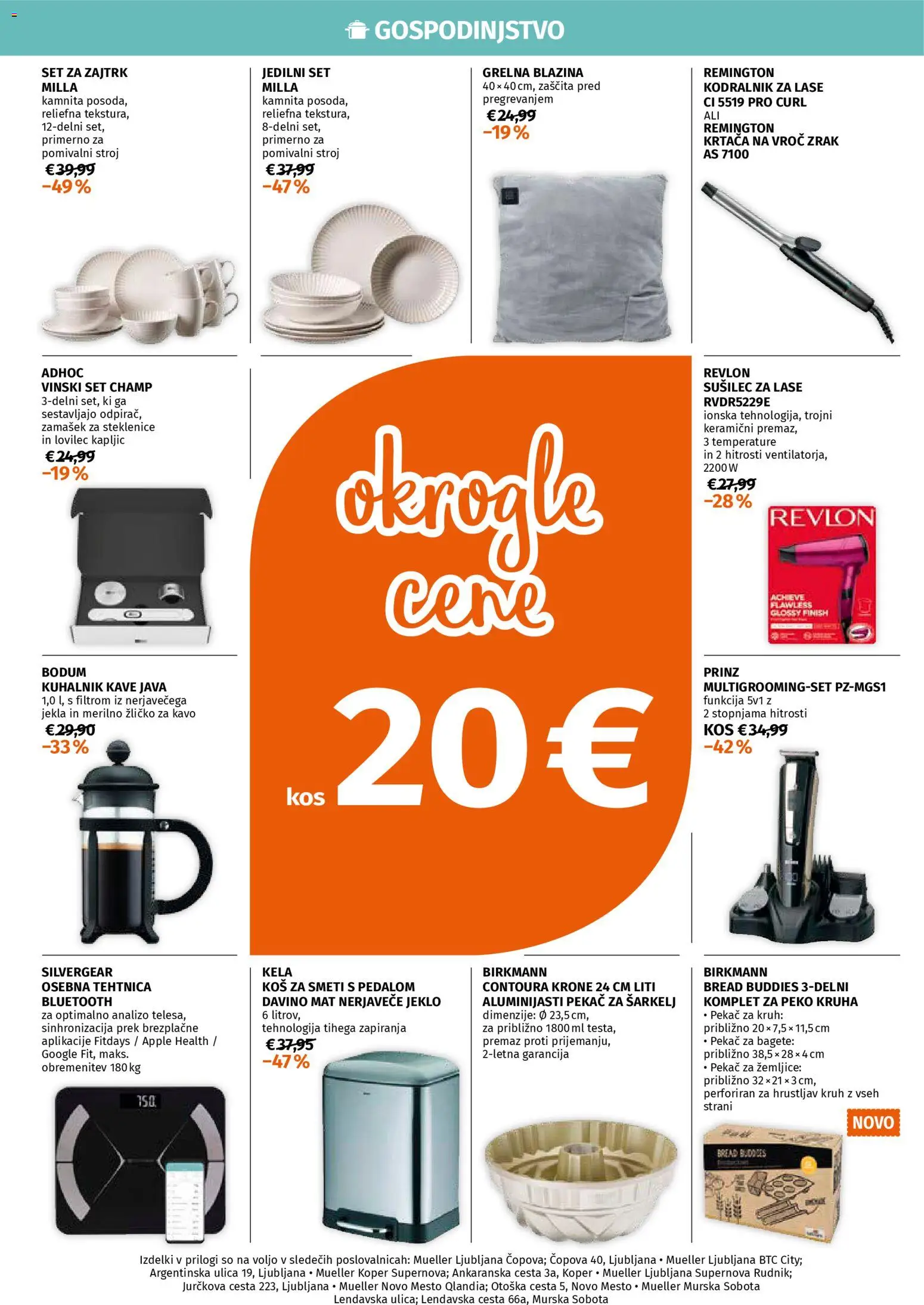 Novi Müller katalog ponudbe – veljaven od 05.01.2026 | Stran: 2 | Izdelki: Susilec za lase, Krtaca, Koš za smeti, Tehtnica