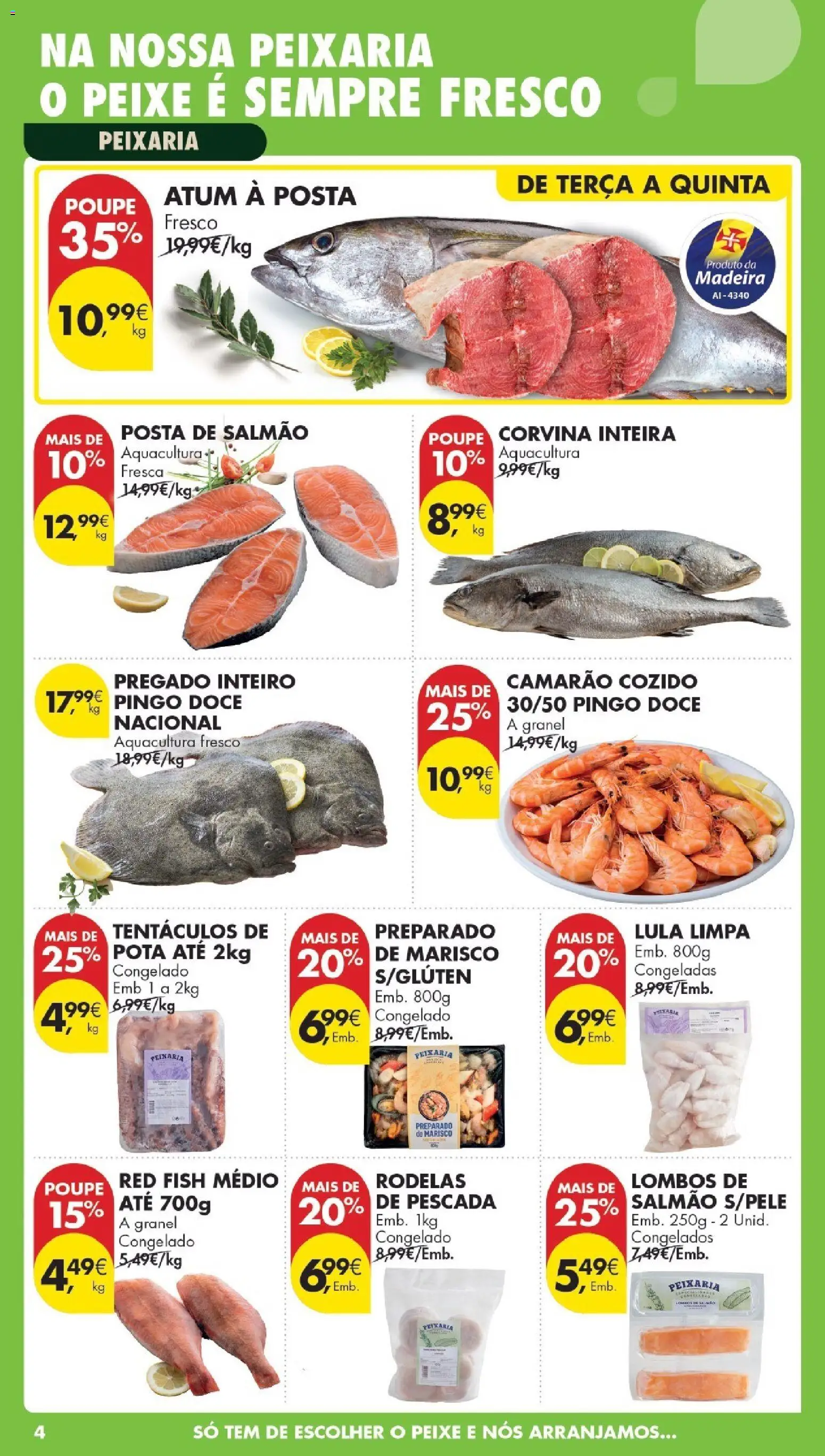 Pingo Doce Poupe Esta Semana Madeira │ válido de 21.04.2026 | Página: 4 | Produtos: Atum, Pescada, Camarão, Peixe