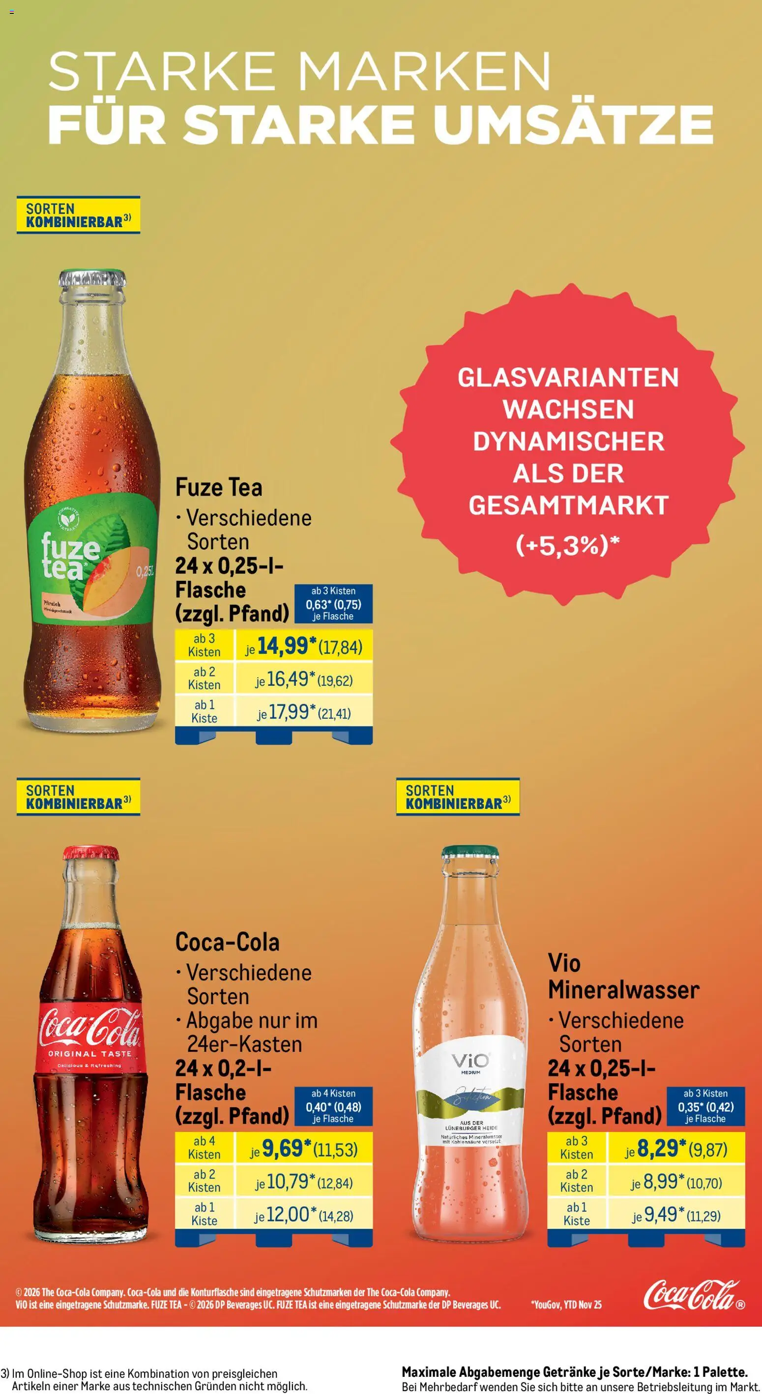 Metro Monats-Menü – gültig ab 01.03.2026 | Seite: 26 | Produkte: Fuze tea, Mineralwasser, Pfirsich
