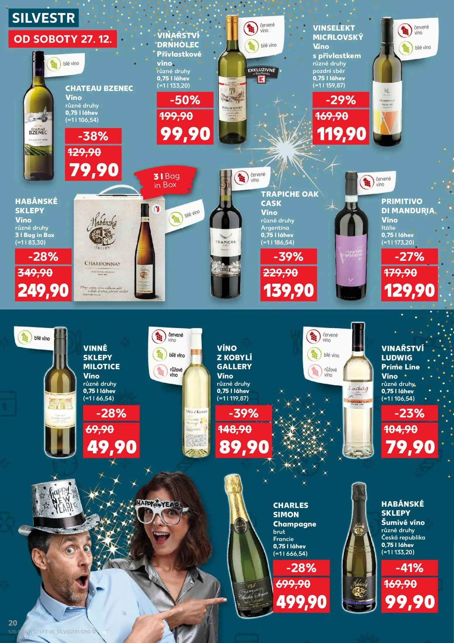 Kaufland leták - Plzeň od 27.12.2025 | Strana: 20 | Produkty: Bílé víno, Víno, Primitivo Di Manduria, Láhev