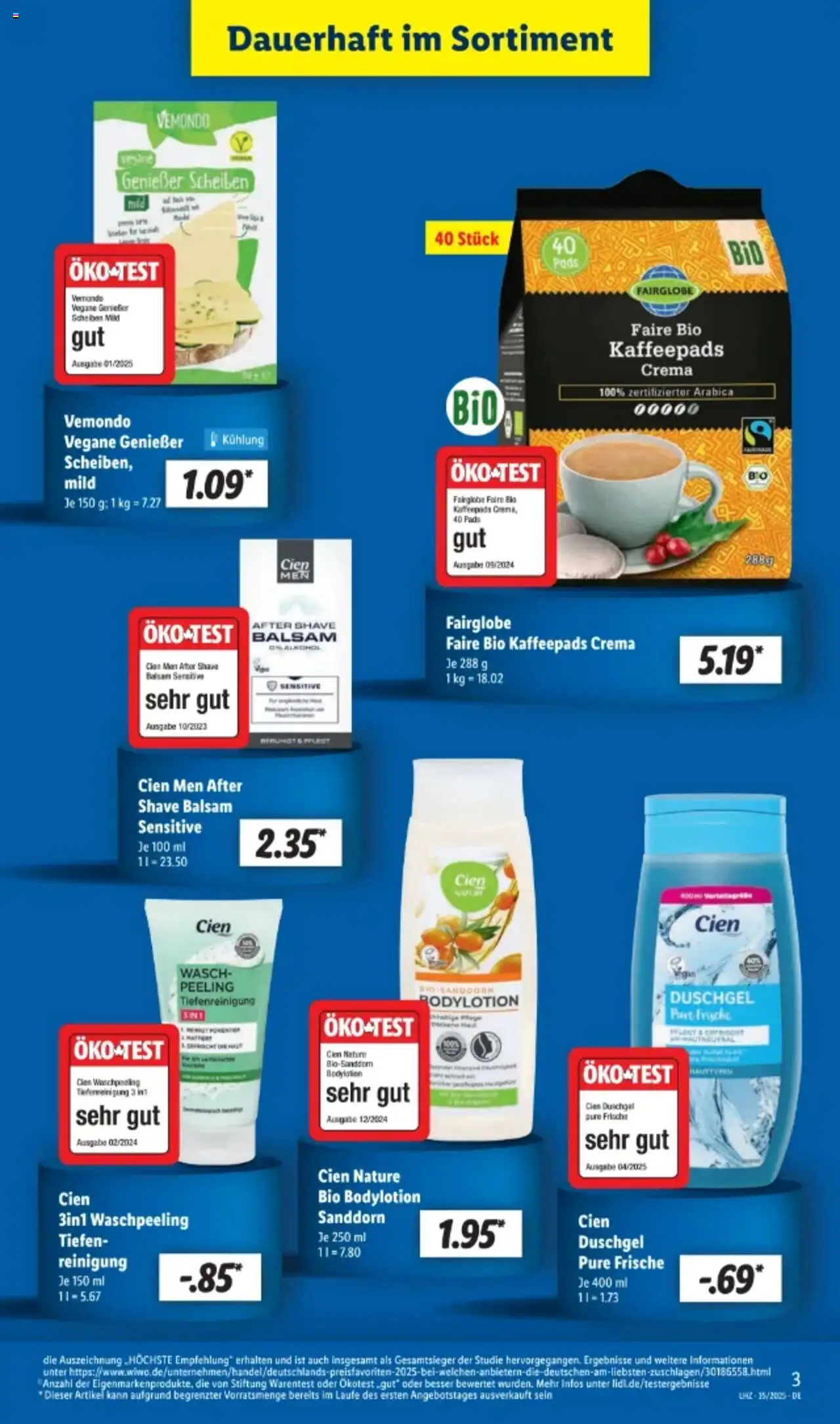 Lidl Prospekt 	 - gültig ab dem 25.08.2025 | Seite: 3 | Produkte: Kaffeepads, Peeling, Duschgel, Eis
