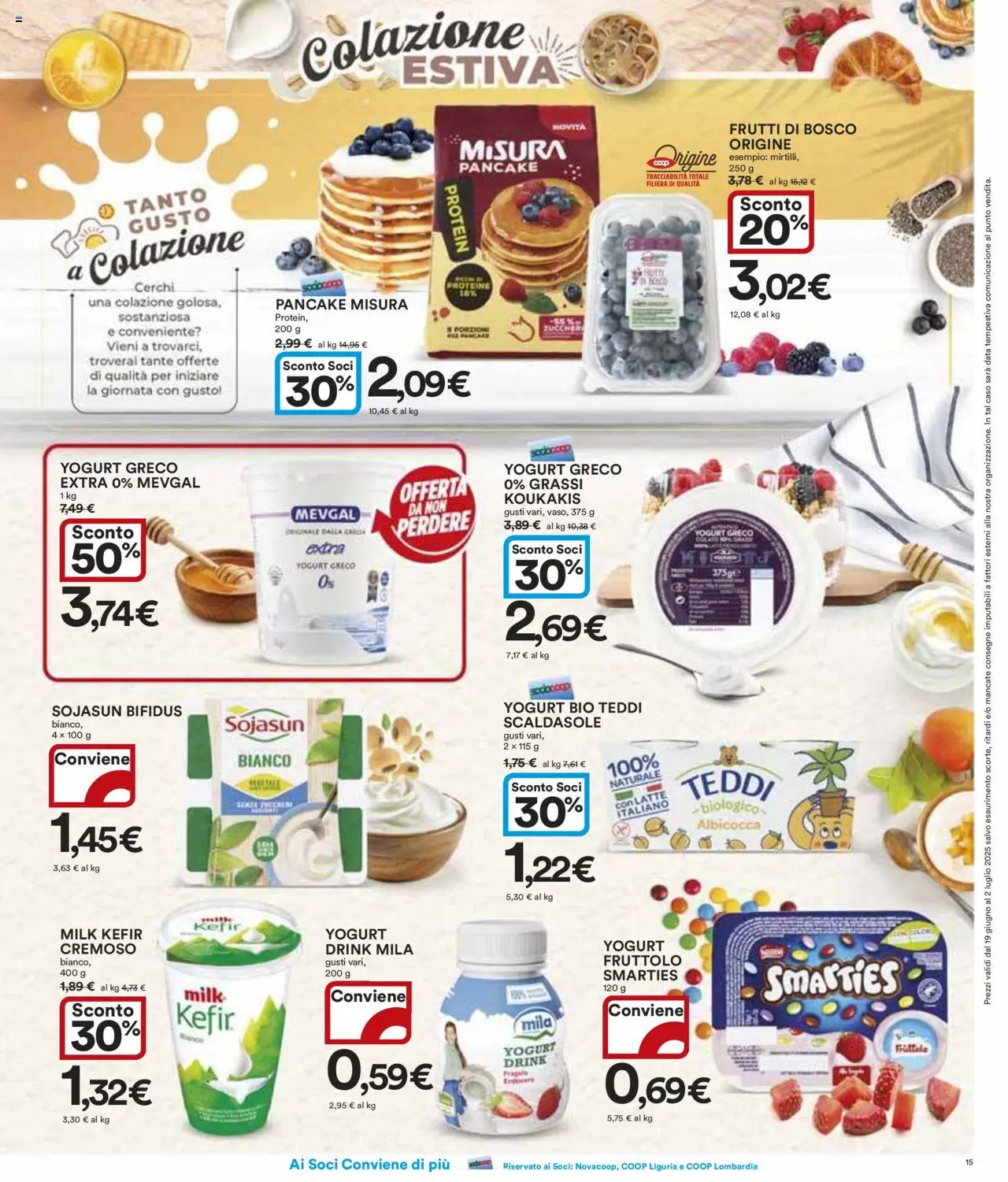 Volantino Ipercoop del 19.06.2025 | Pagina: 15 | Prodotti: Yogurt greco, Fragole, Latte, Data