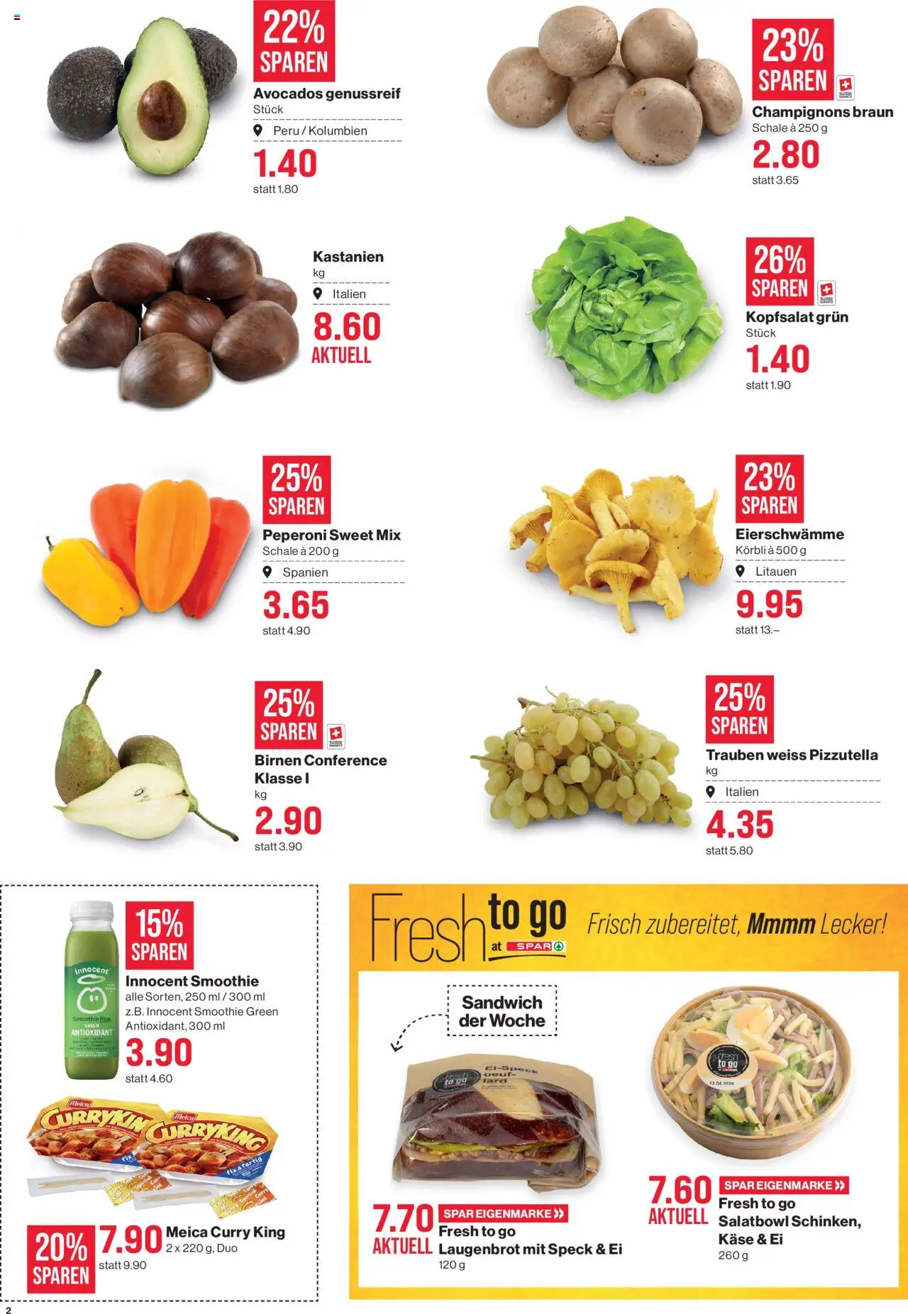 SPAR Aktionen – gültig ab 02.10.2025 | Seite: 2 | Produkte: Käse, Champignons