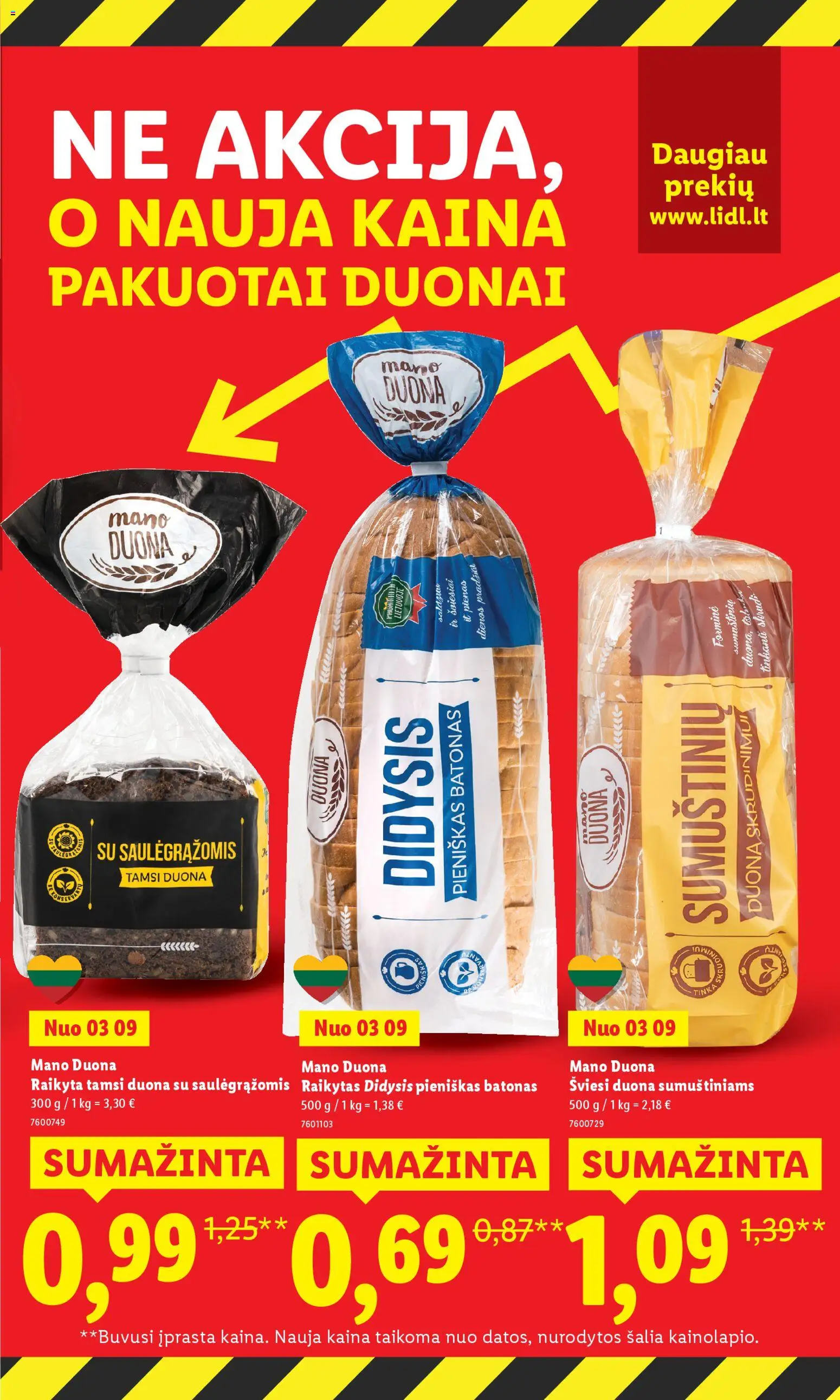 LIDL akcijos nuo 16.03.2026 | Puslapis: 7 | Prekių: Batonas, Duona skrudinimui, Pienas, Duona