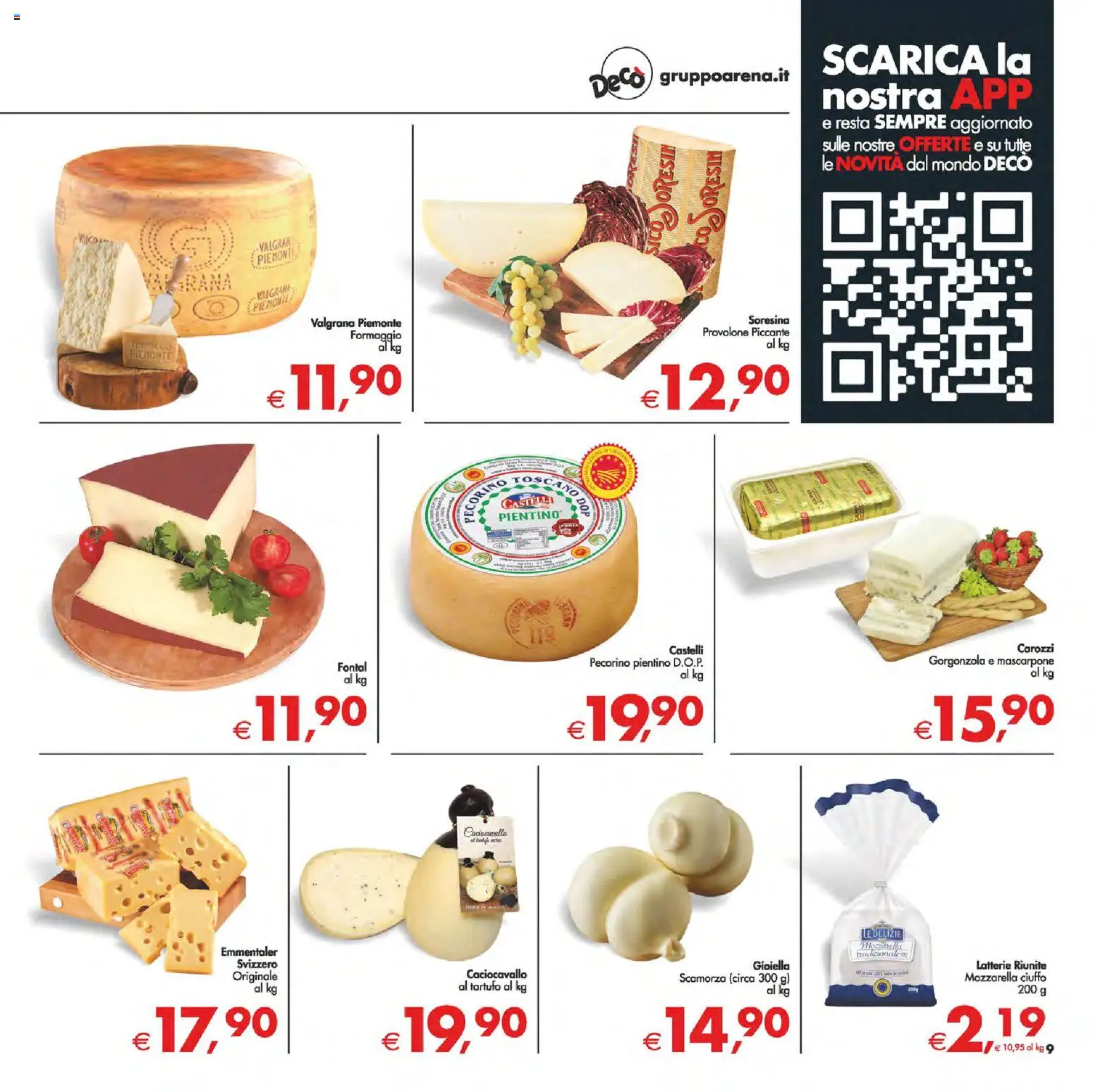 Volantino Decò del 23.01.2026 | Pagina: 9 | Prodotti: Provolone, Mozzarella, Mascarpone, Pecorino