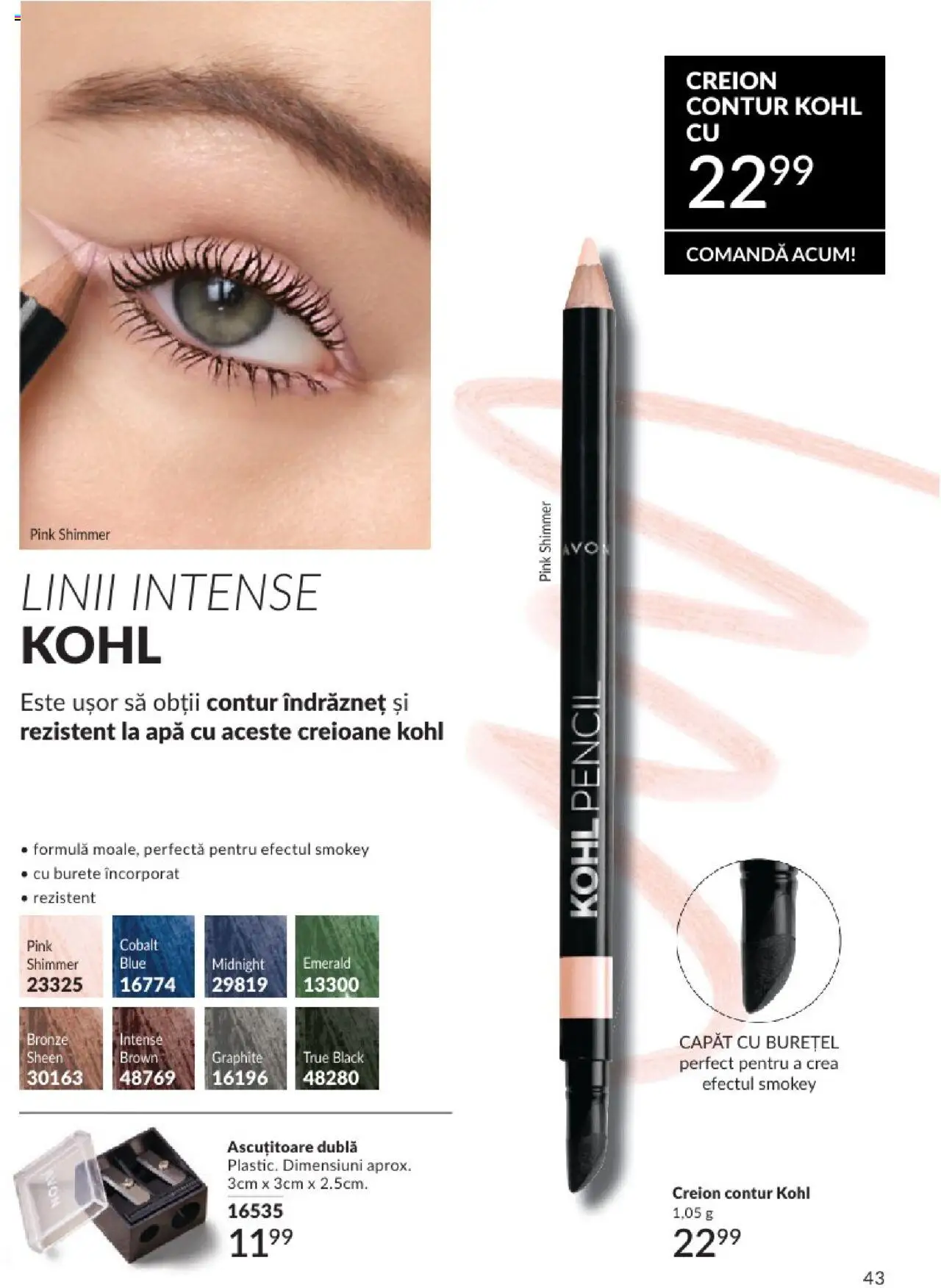 Catalog Avon - 08 2025 – valabil de la 01.08.2025 | Pagină: 43 | Produse: Ascuțitoare, Burete, Apă